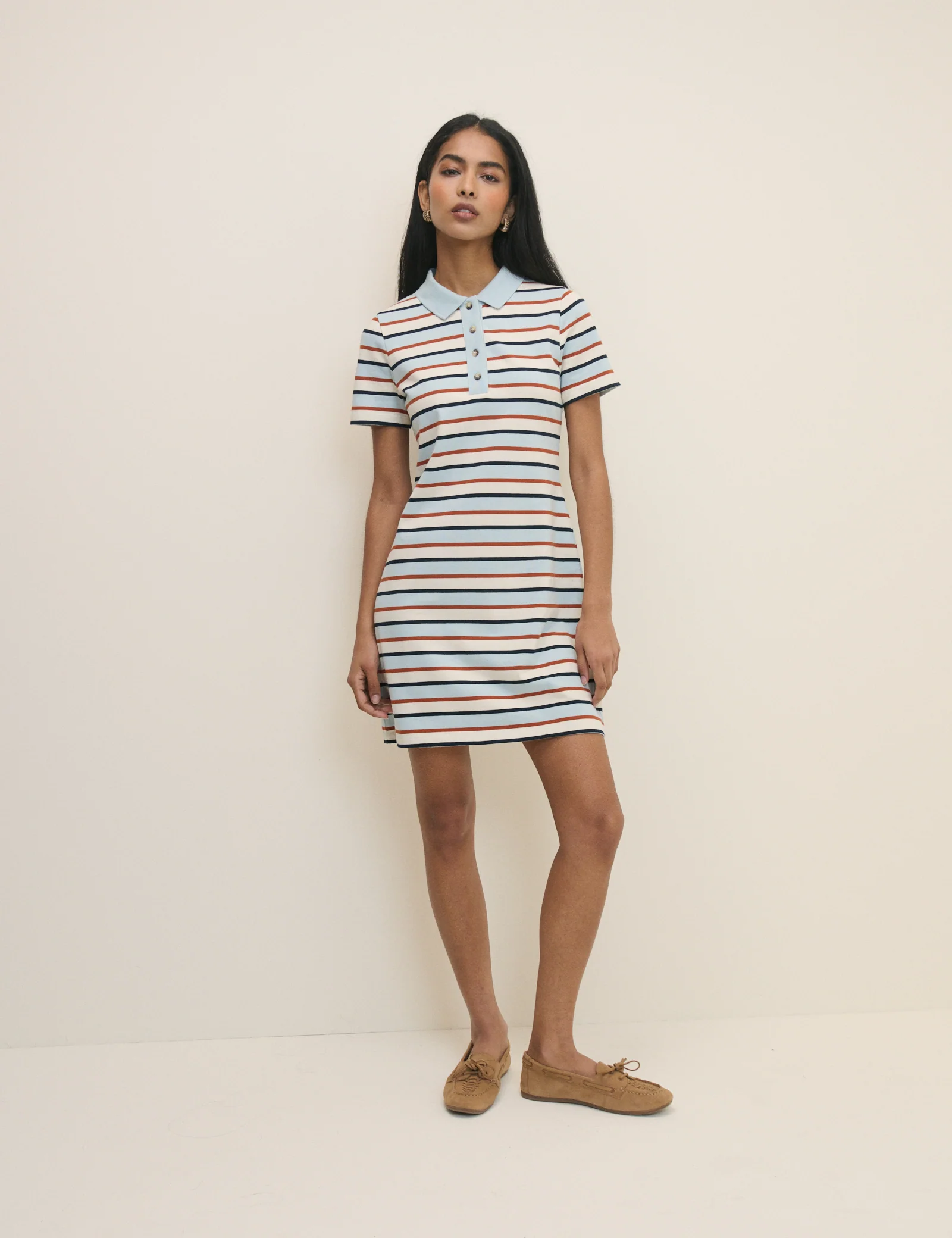 Blue Striped Jersey Polo Collins Mini Dress - Image 5