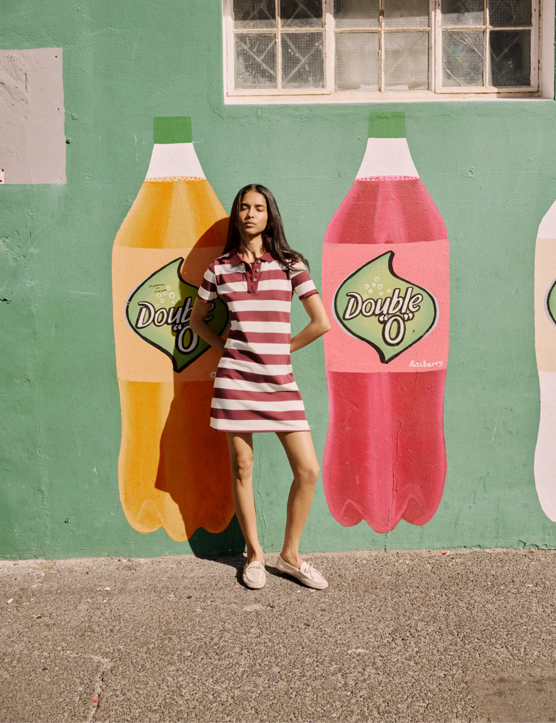 Burgundy Striped Jersey Polo Collins Mini Dress - Image 3