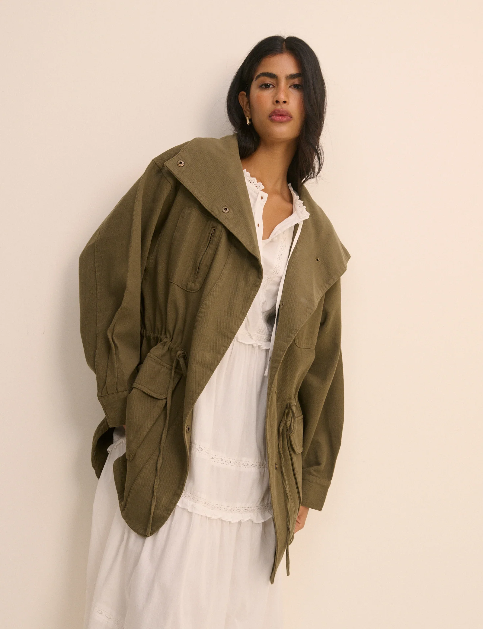 Khaki Funnel Neck Corby Utility Jacket - Image 2