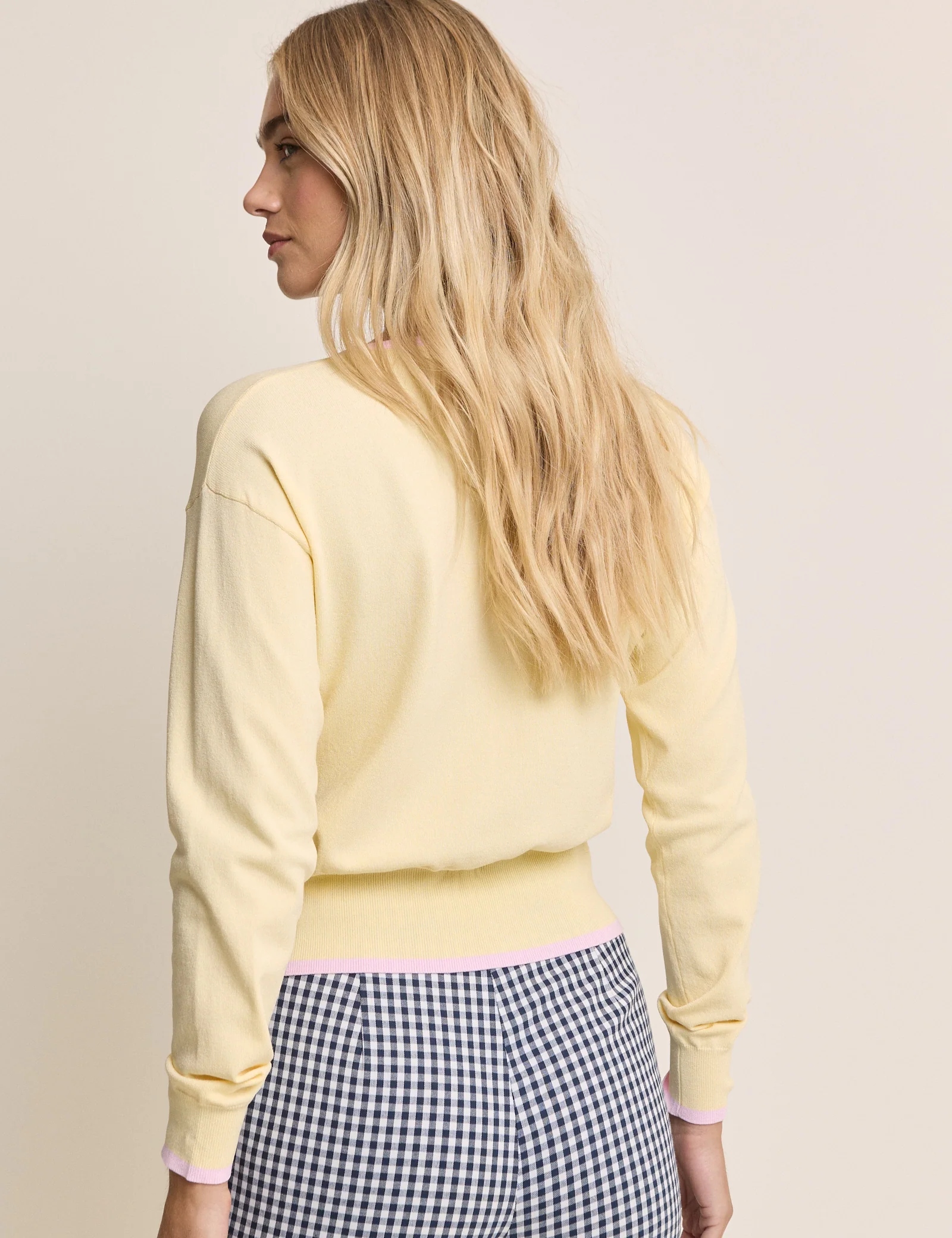 Butter Yellow Crew Neck Cardigan - Image 4