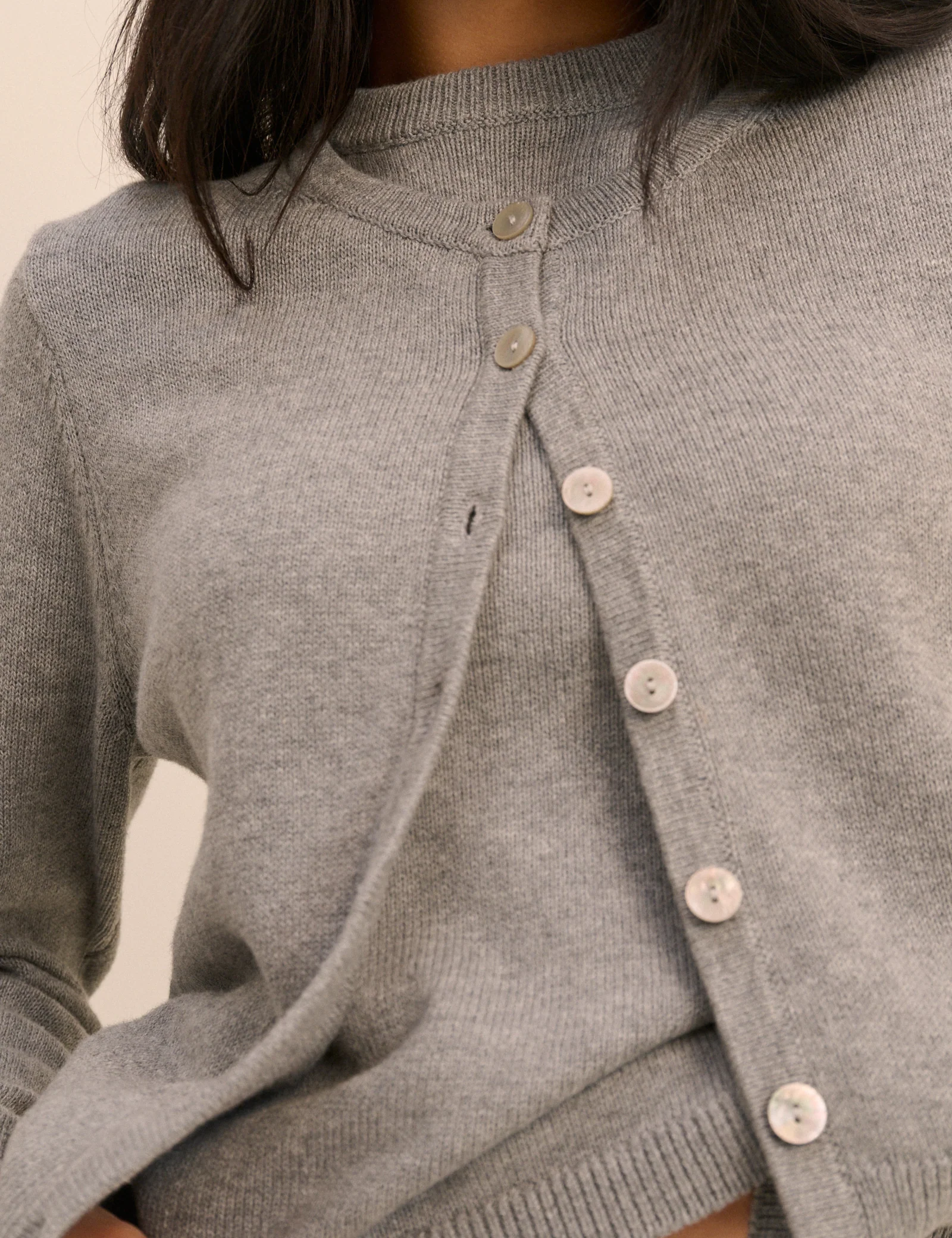 Grey Crew Neck Cardigan - Image 3