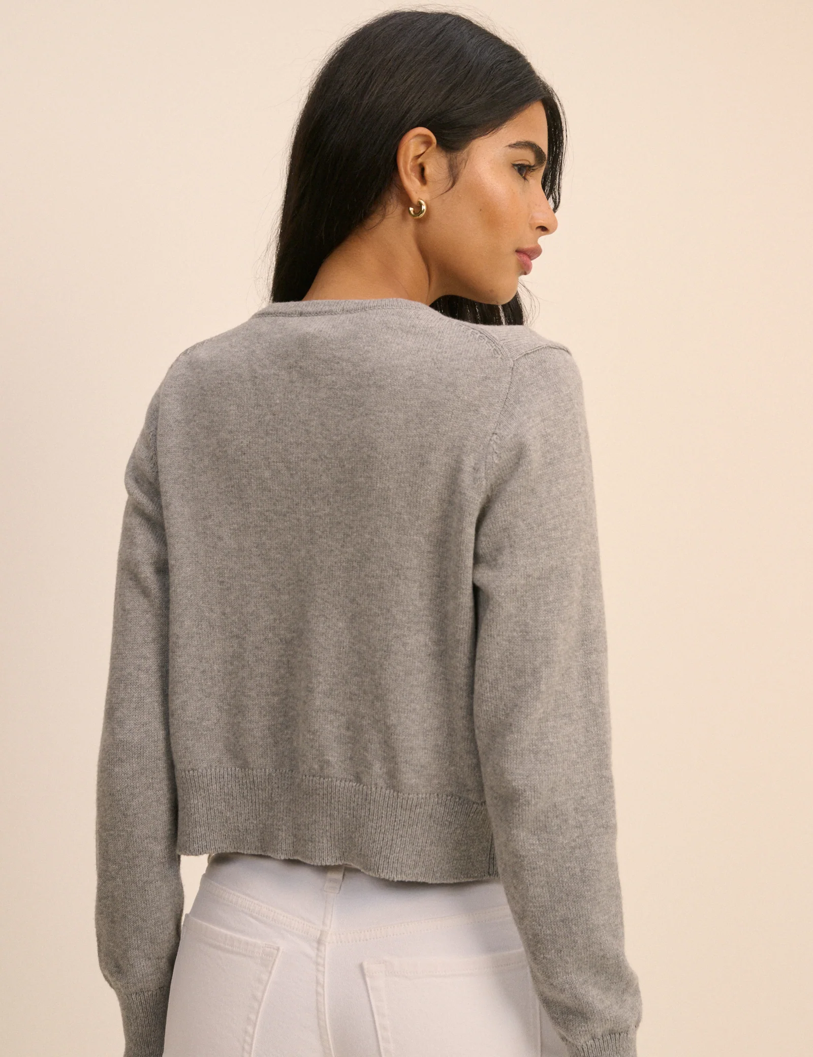Grey Crew Neck Cardigan - Image 5