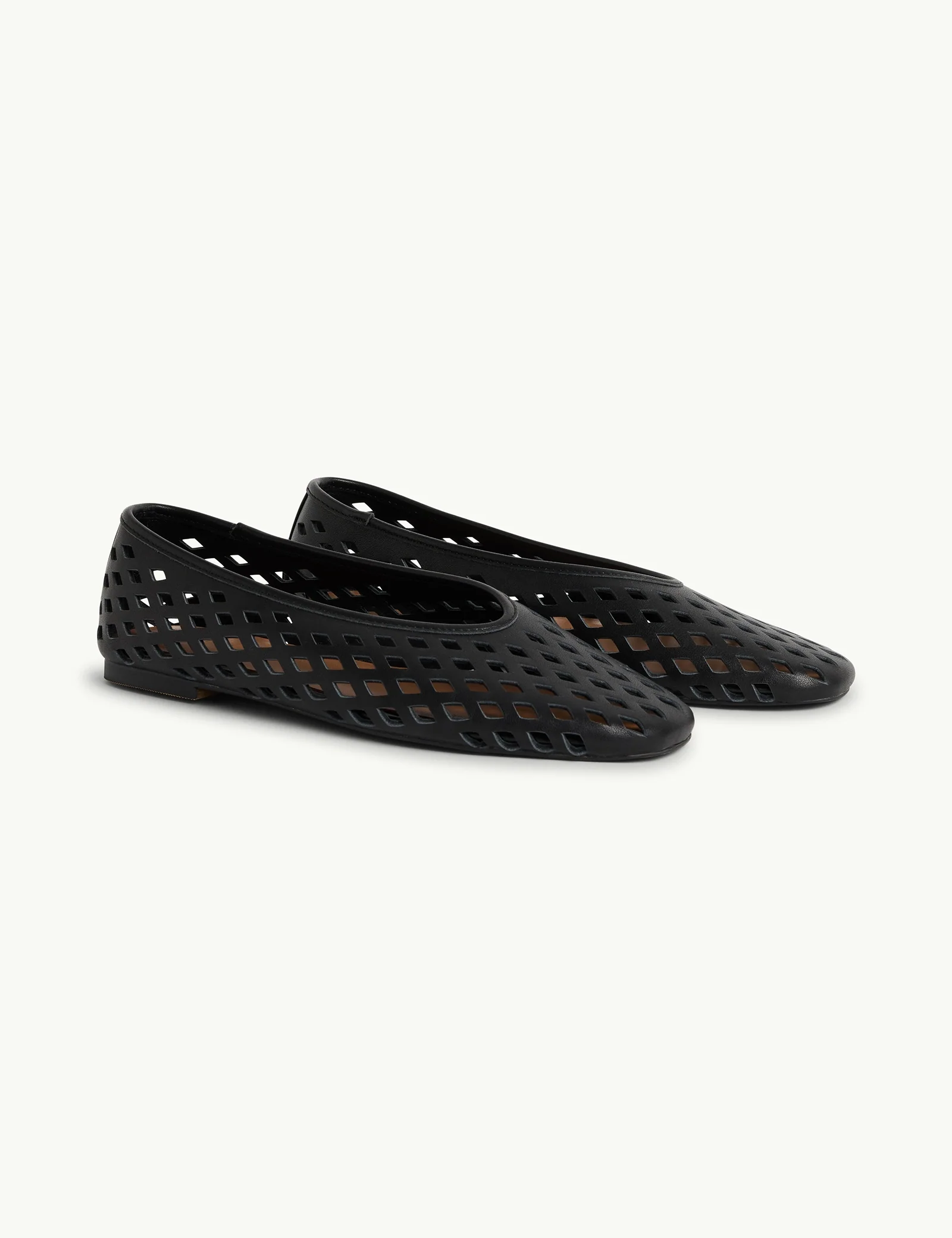 Black Leather Cut Out Ballet Flats - Image 4