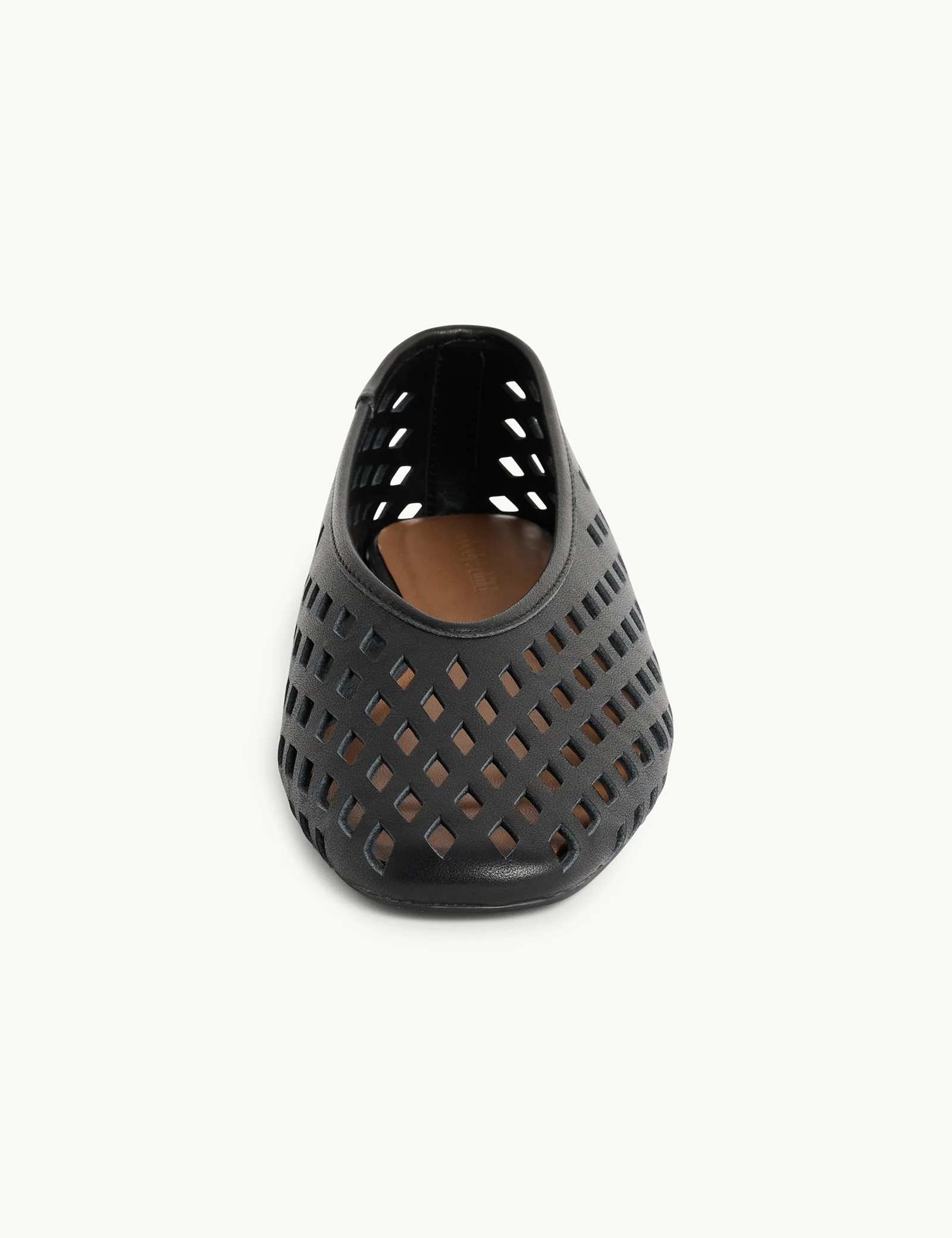 Black Leather Cut Out Ballet Flats - Image 5