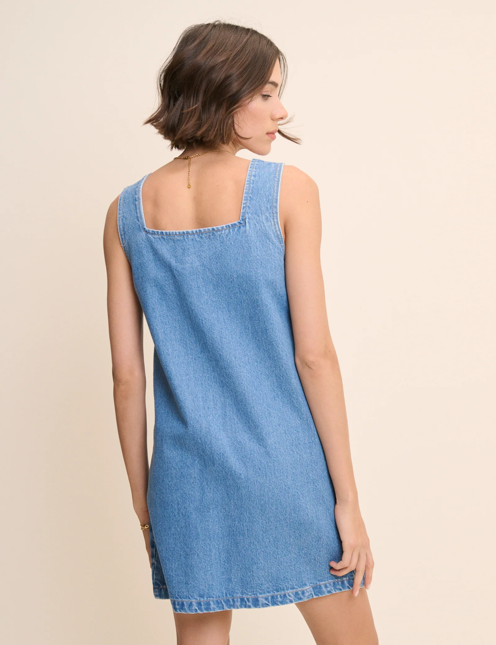 Mid Wash Button Front Danni Mini Dress - Image 4