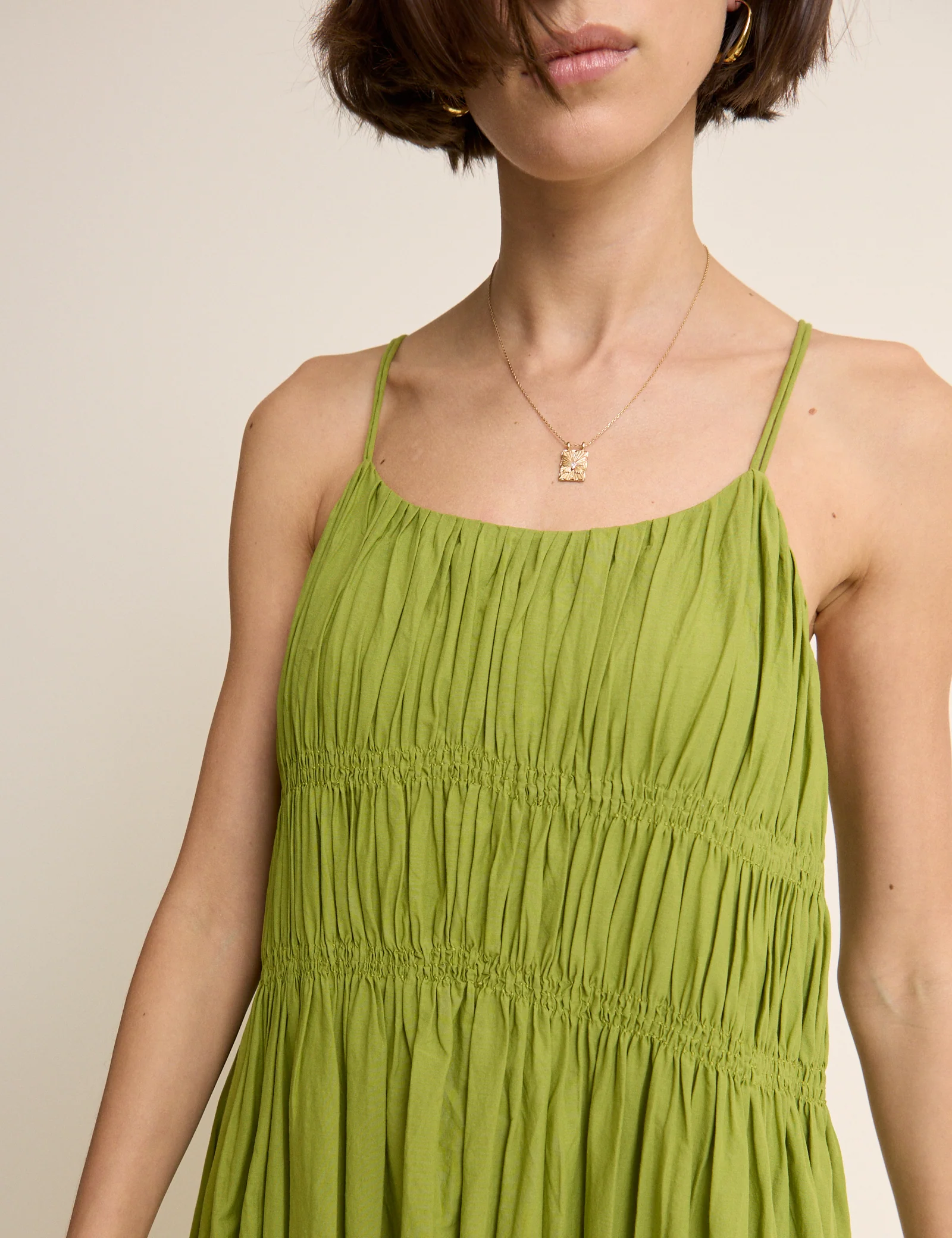 Green Ruched Tiered Daphne Maxi Dress - Image 3