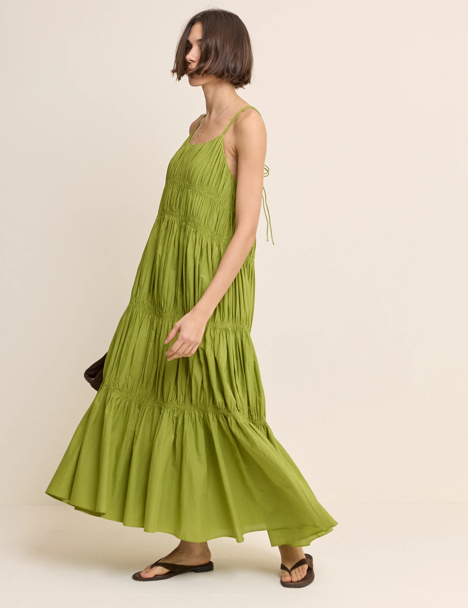 Green Ruched Tiered Daphne Maxi Dress - Image 4