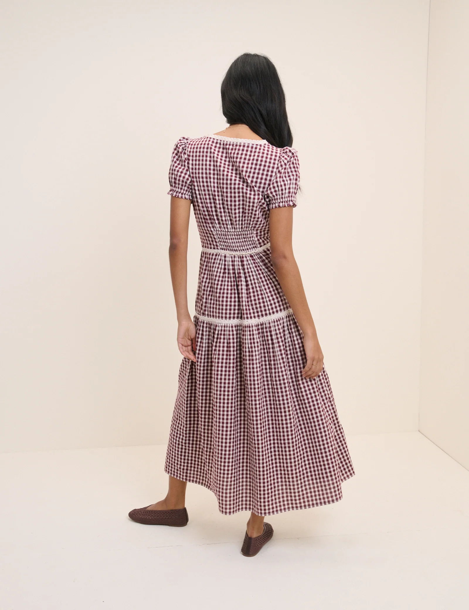 Burgundy Floral Lace Trim Dara Midi Dress - Image 5