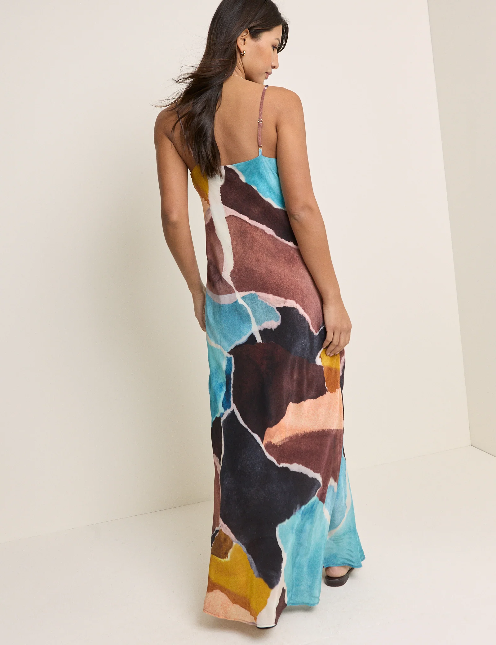 Brown Strappy Abstract Print Darcie Maxi Dress - Image 5
