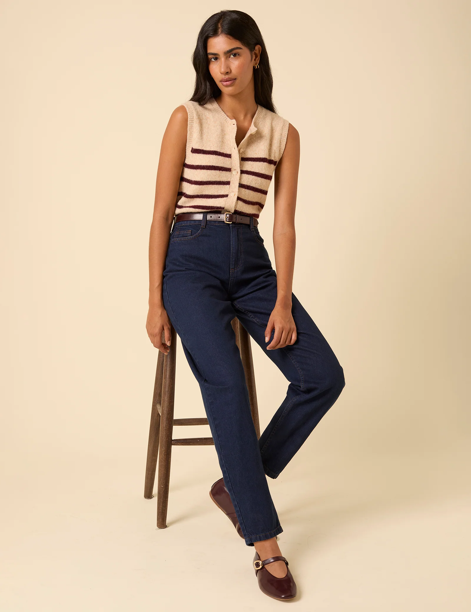 Dark Blue High Rise Putney Barrel Leg Jeans - Image 3