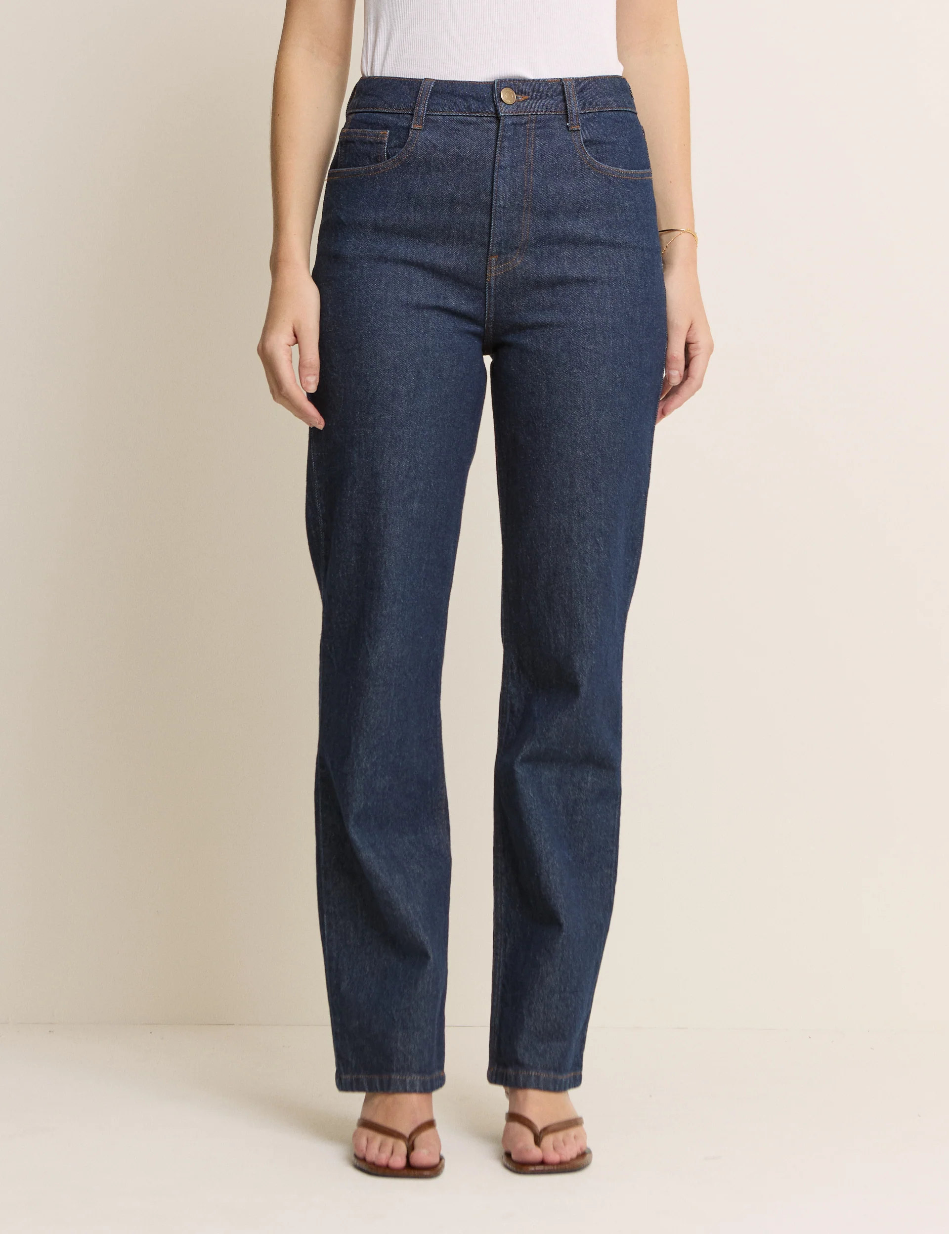 Dark Blue High Rise Kingston Straight Leg Jeans - Image 2