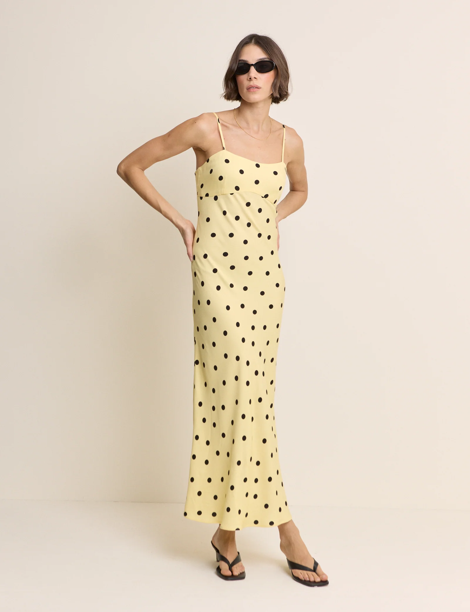 Yellow and Black Polka Dot Debbie Maxi Dress - Image 3