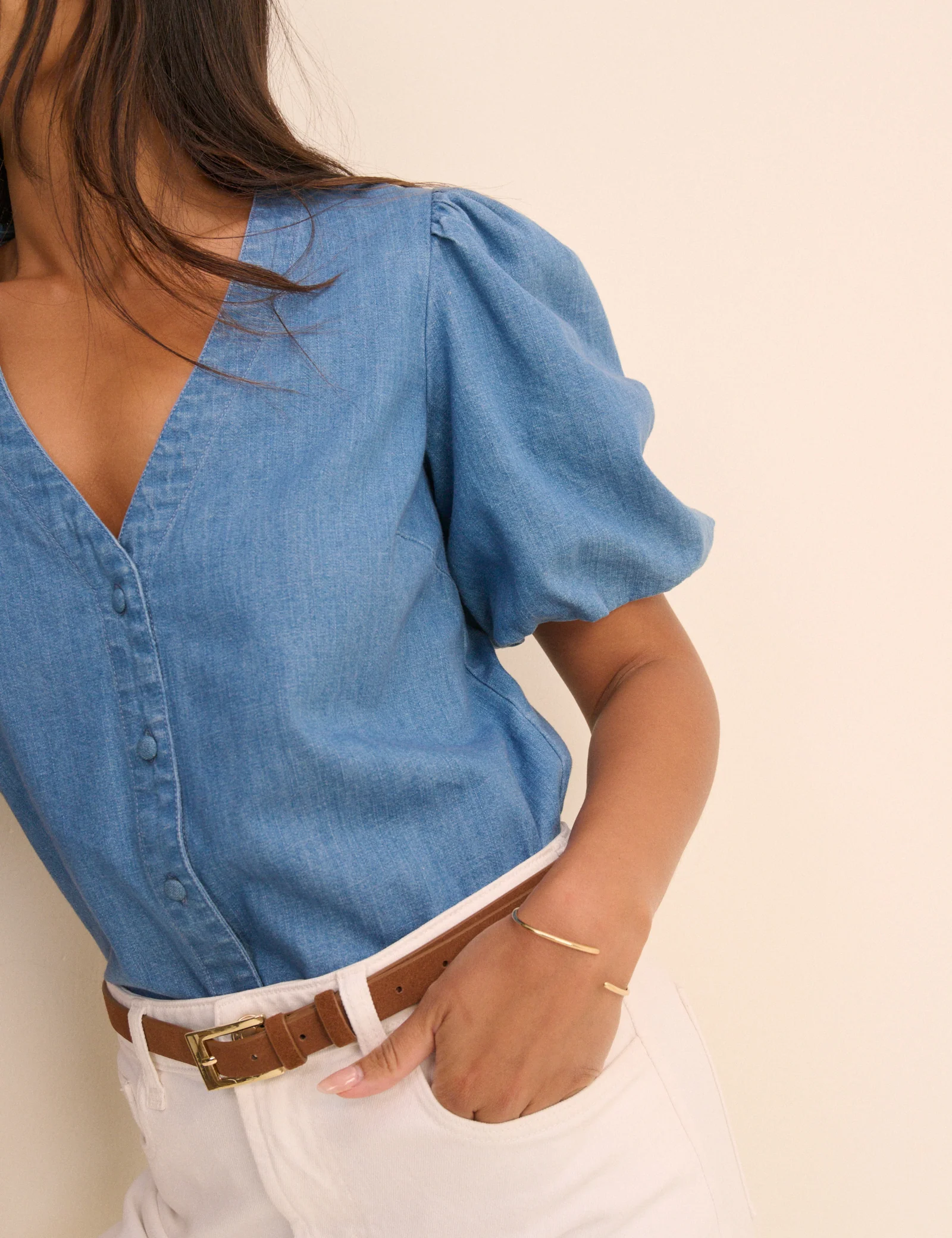 Mid Wash Denim Brooke Blouse - Image 4