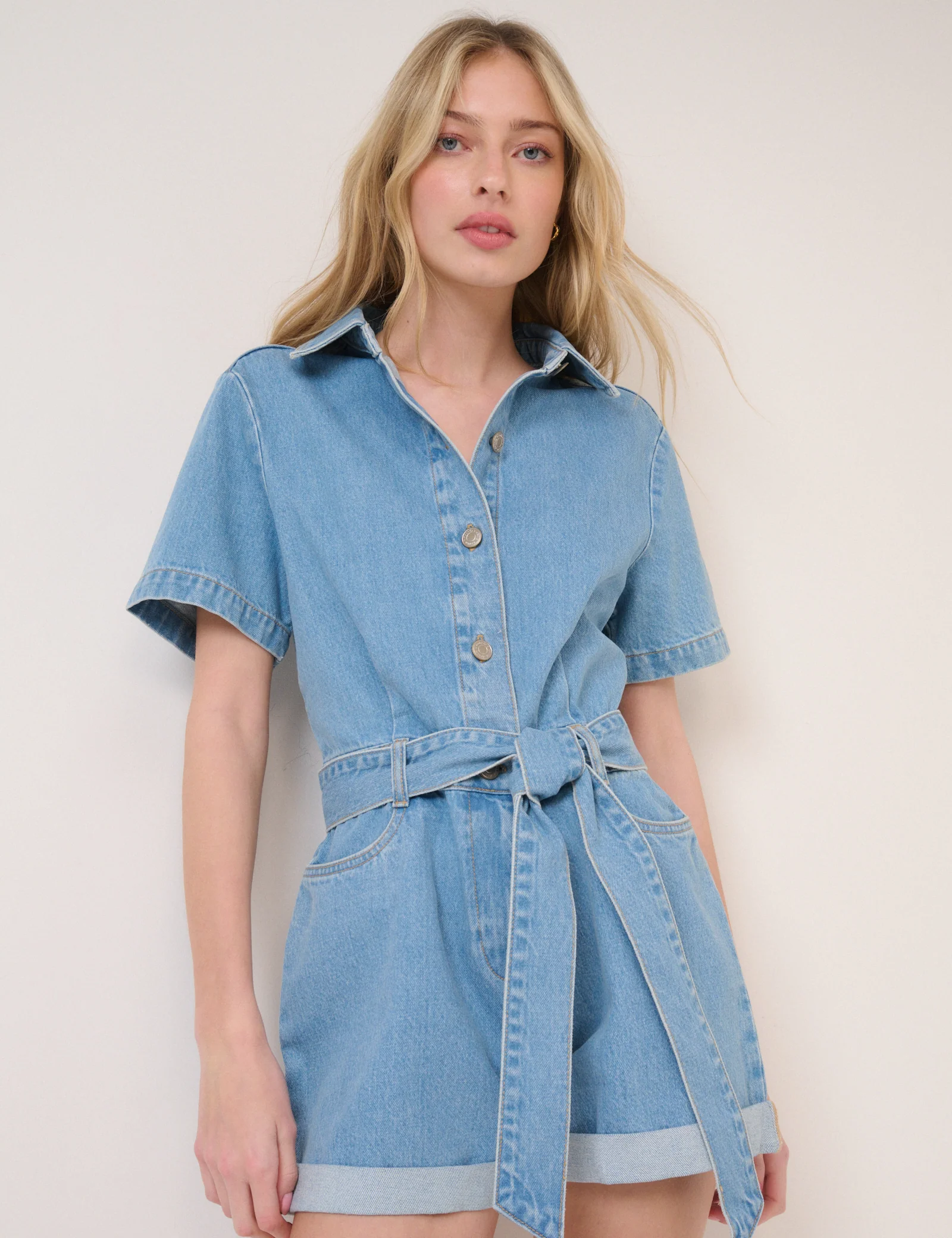 Denim Tie Waist Playsuit - Image 2