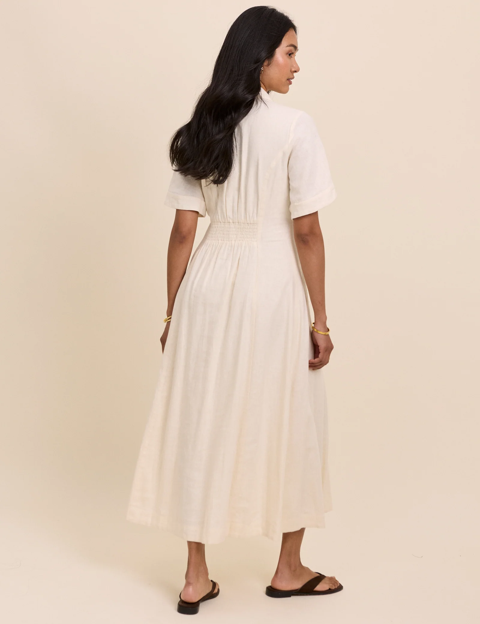 Cream Linen-Blend Dillon Shirt Dress - Image 5