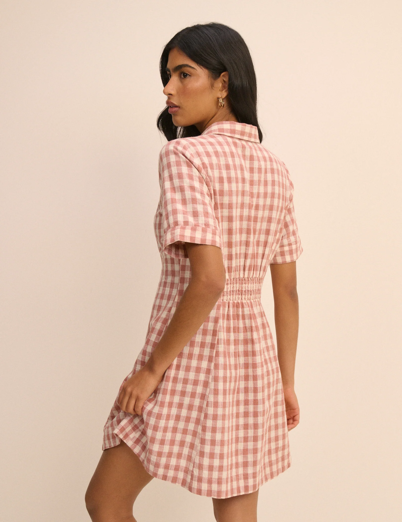 Pink Gingham Dillon Mini Shirt Dress - Image 5