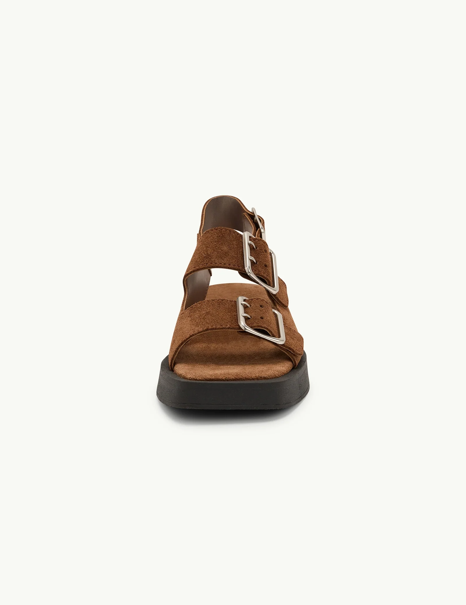 Brown Suede Double Strap Sandals - Image 6