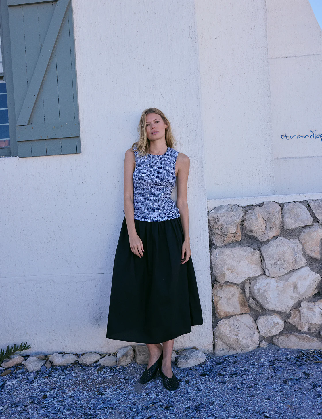 Gingham Shirred Bodice Drina Midi Dress - Image 2