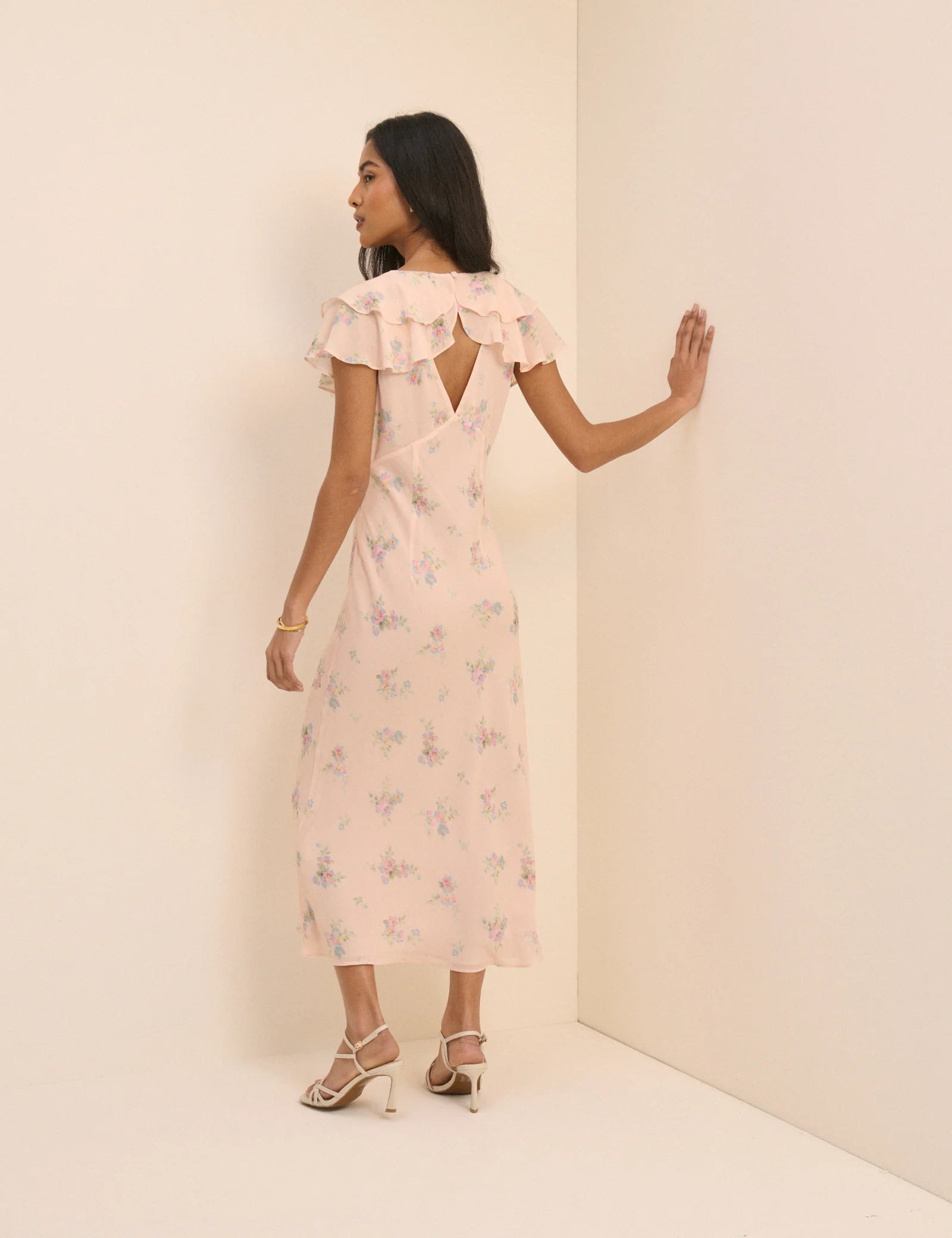 Blush Pink Floral Ellen Midi Dress - Image 5