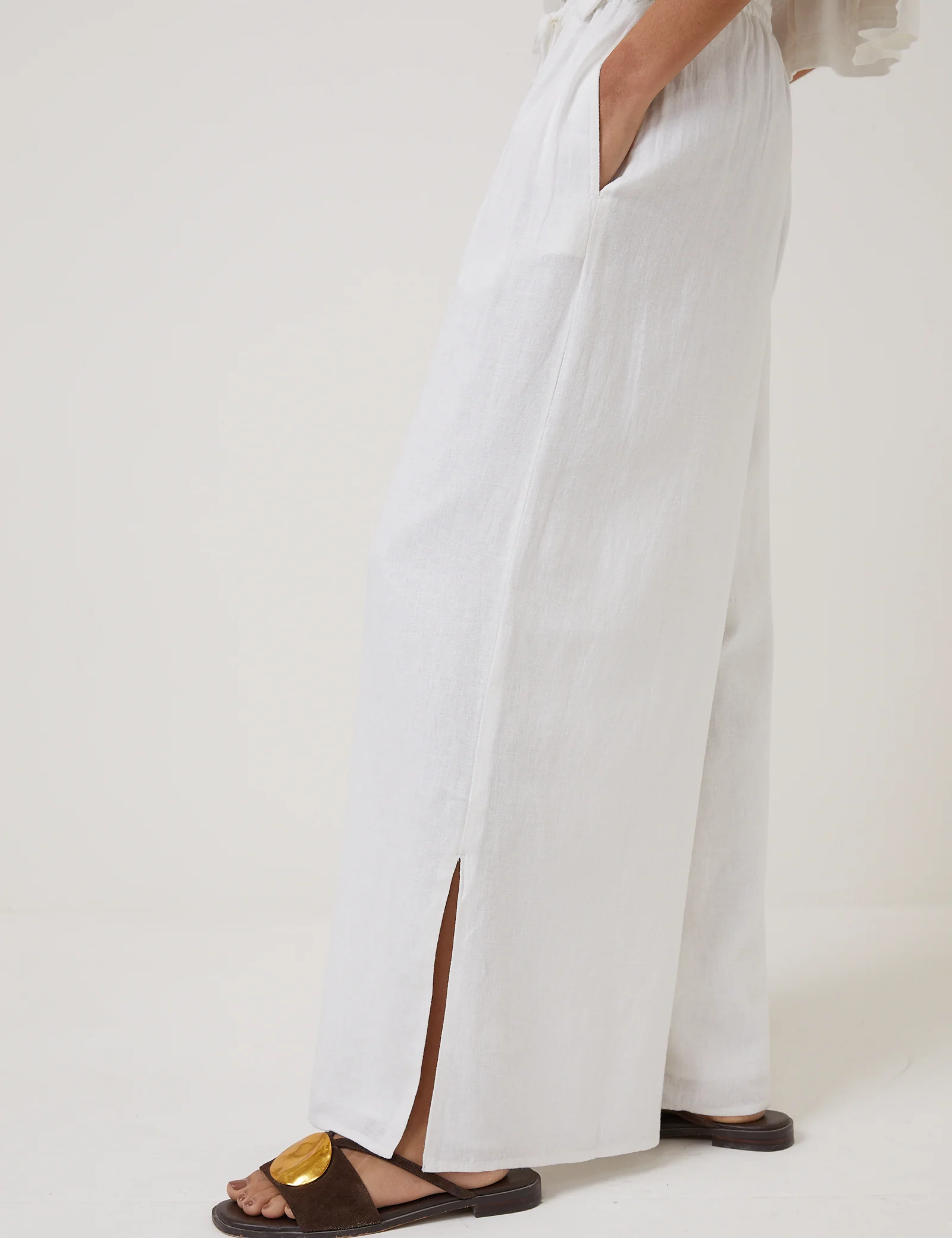 White Side Split Elstow Trousers - Image 3