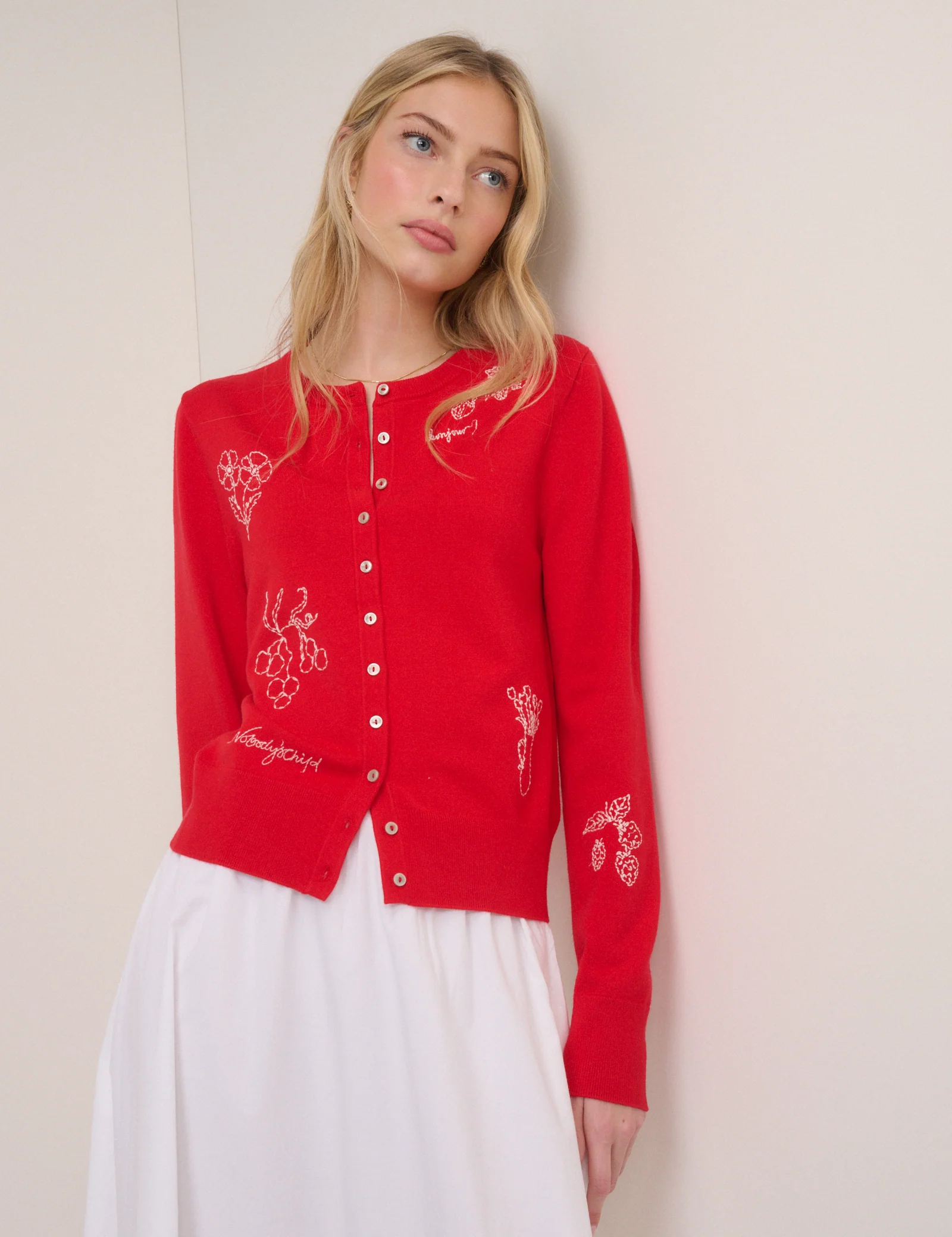 Red Embroidered Cardigan - Image 2