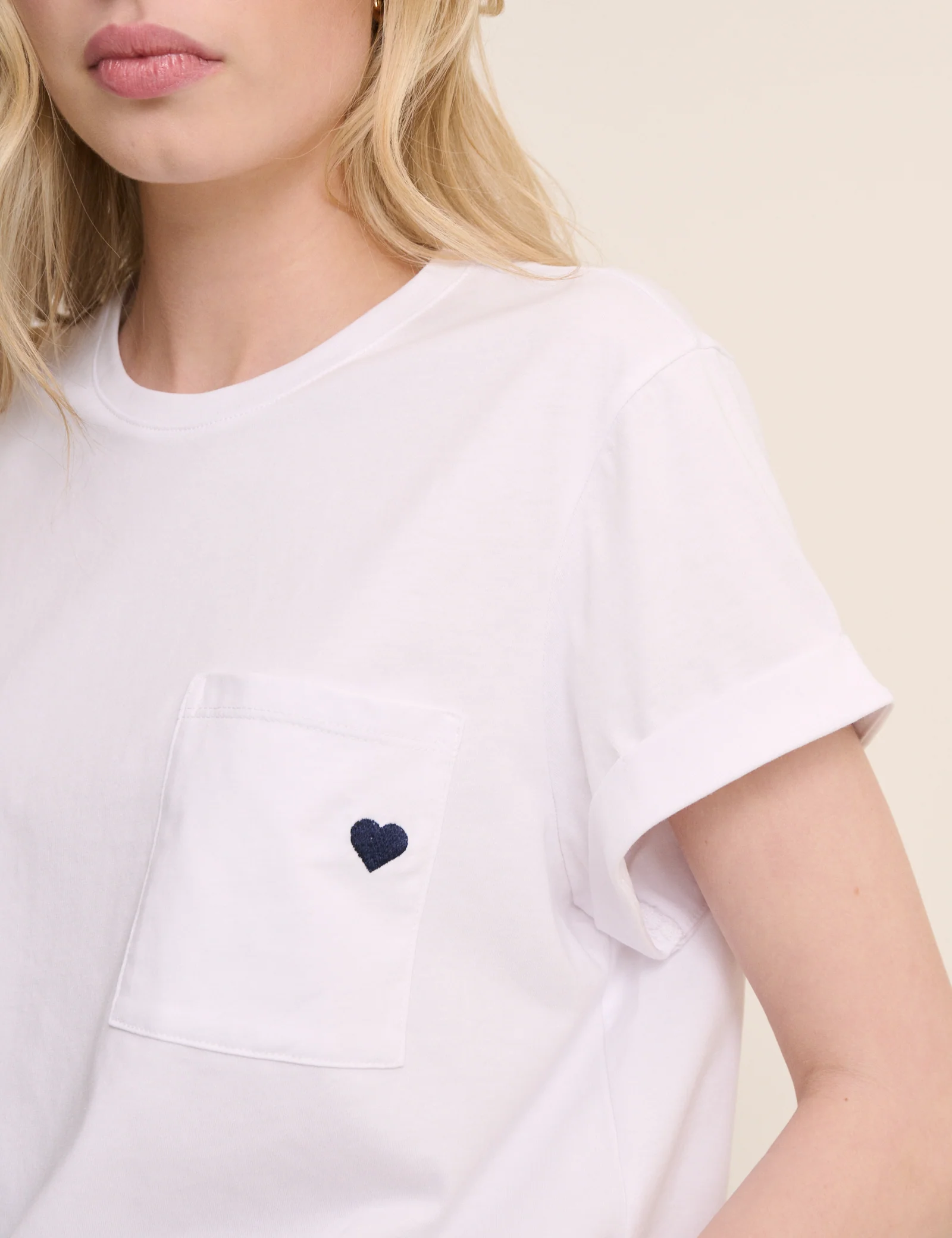 White Heart Embroidered T-Shirt - Image 2