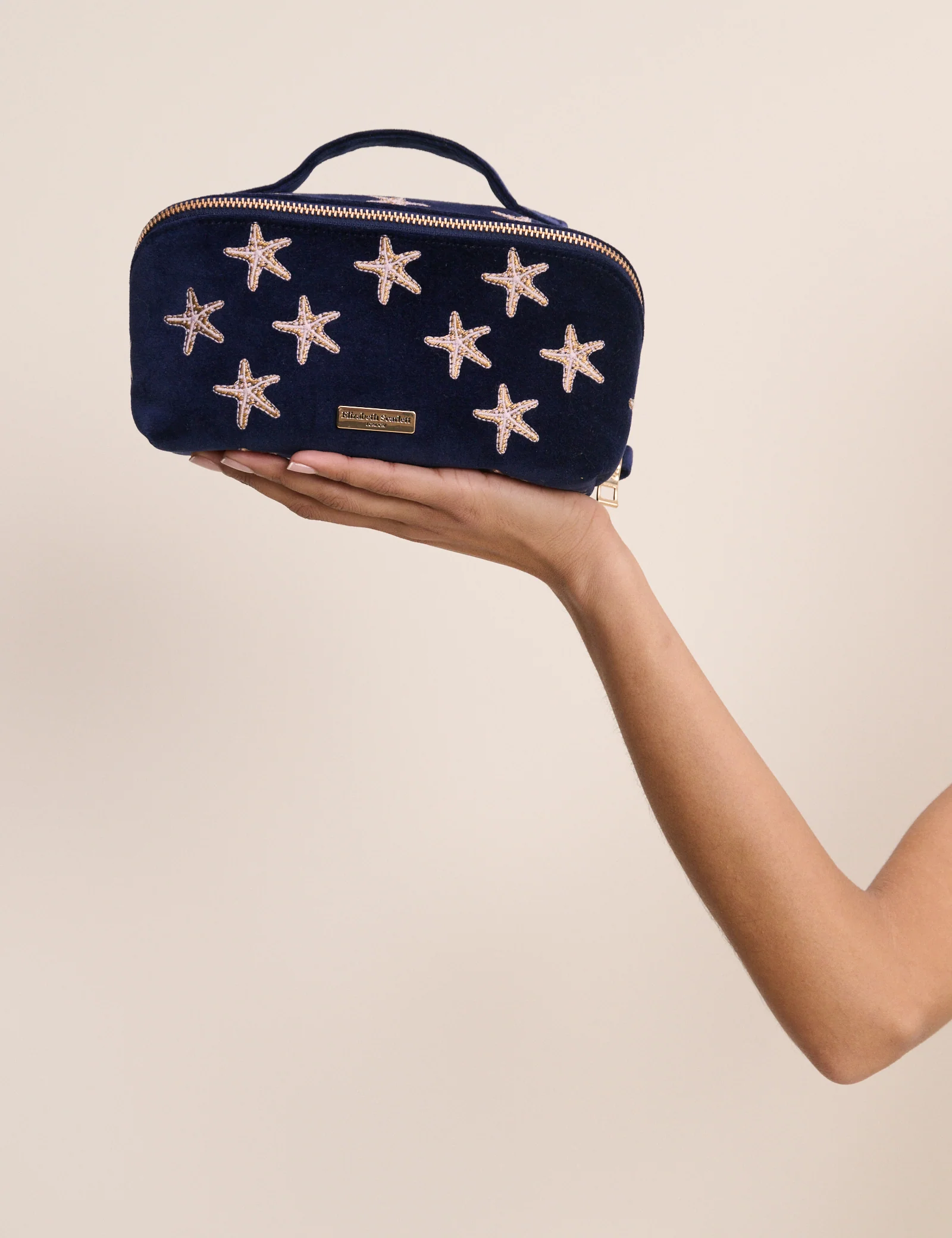 Navy Embroidered Makeup Bag - Image 2