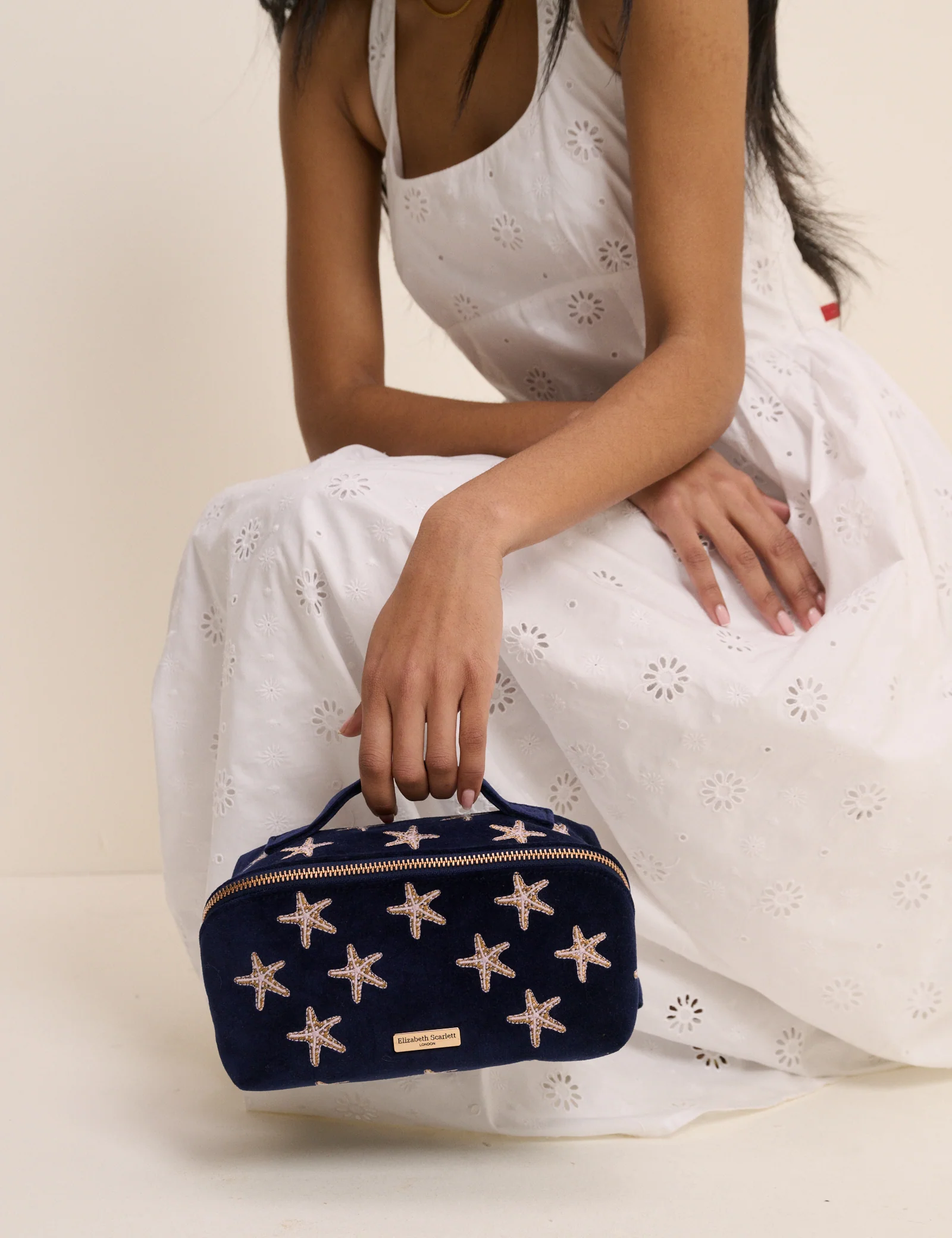 Navy Embroidered Makeup Bag - Image 3