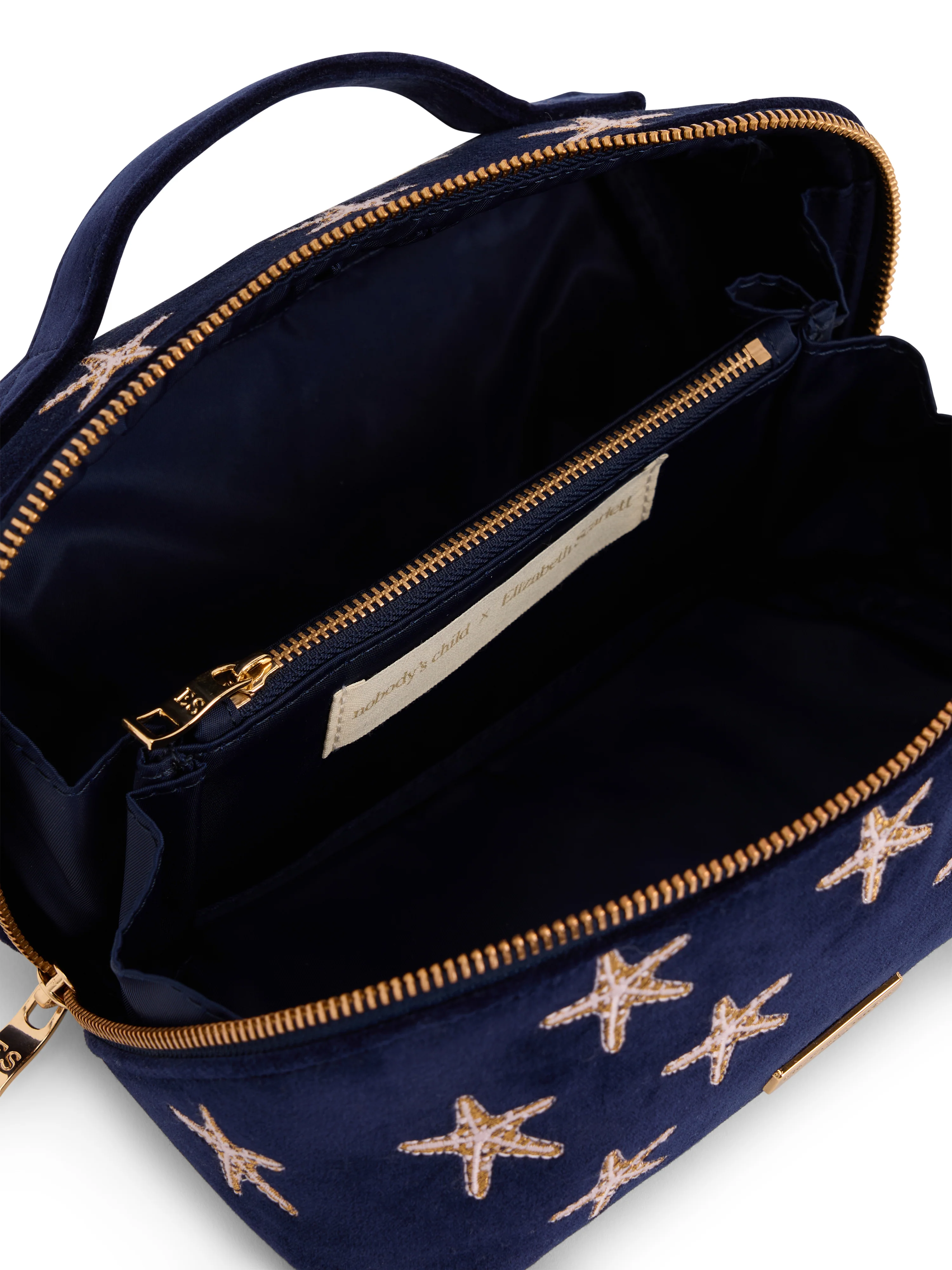 Navy Embroidered Makeup Bag - Image 4