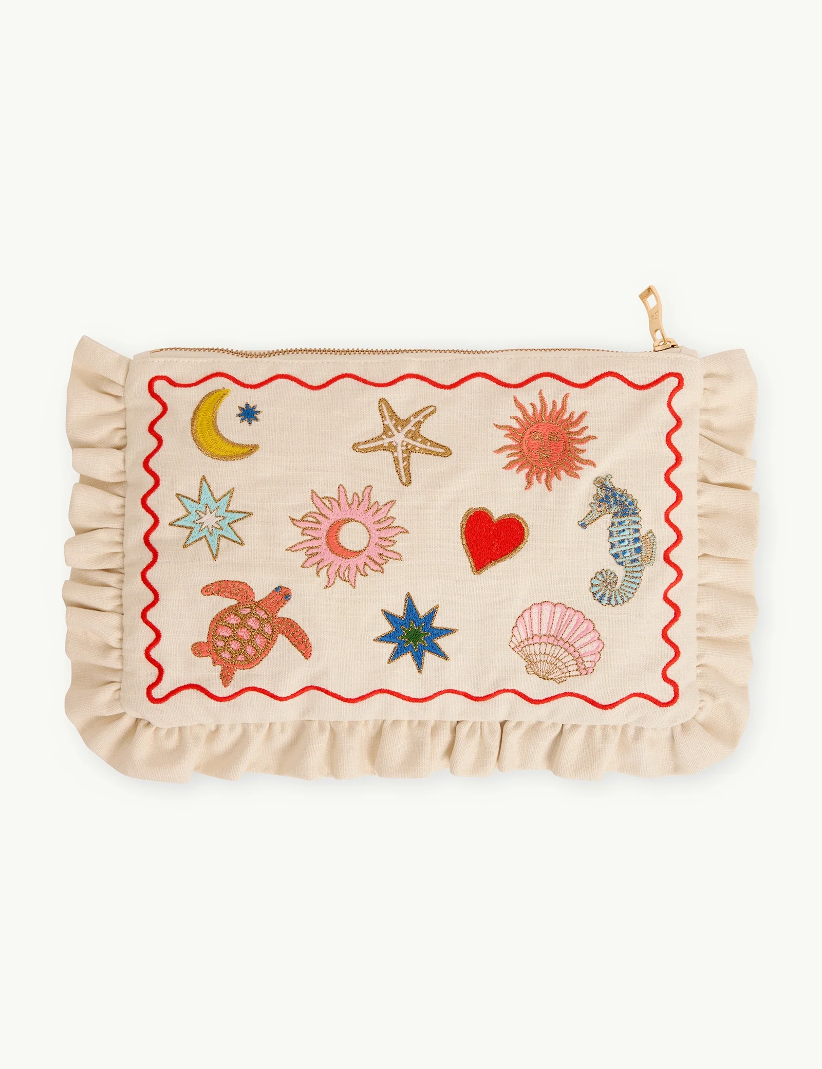White Embroidered Frill Pouch - Image 6