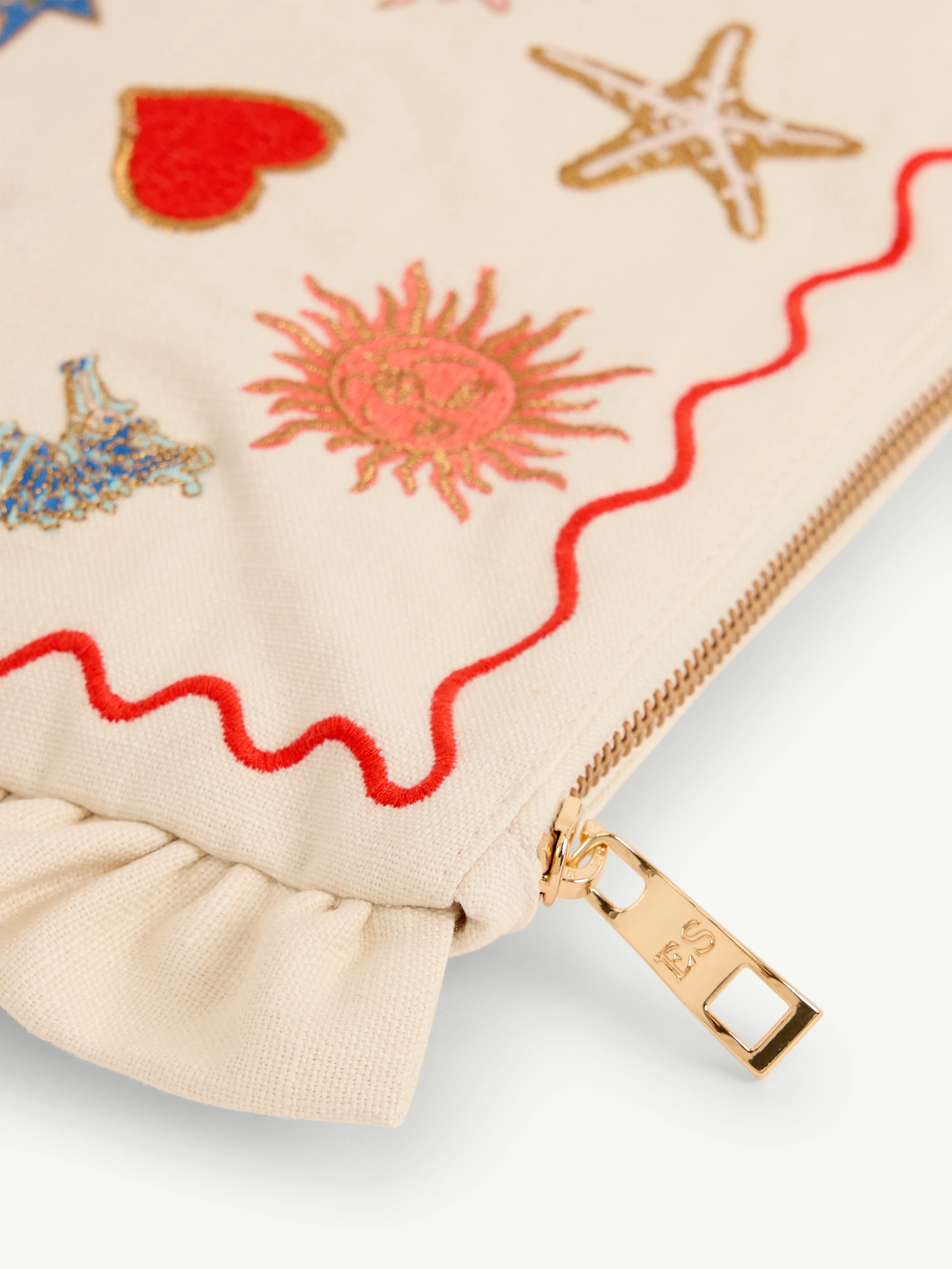 White Embroidered Frill Pouch - Image 7