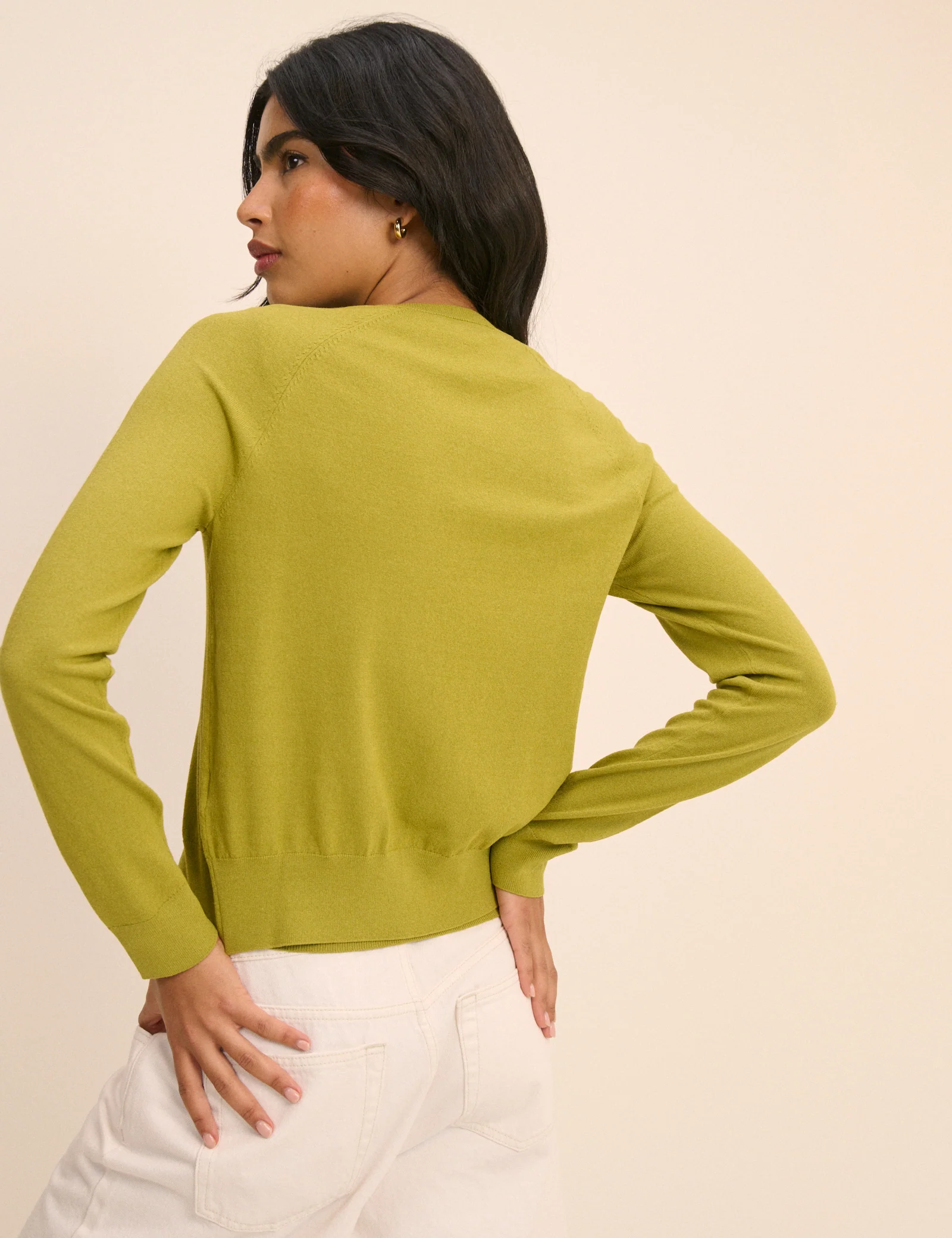 Chartreuse Green Crew Neck Cardigan - Image 5