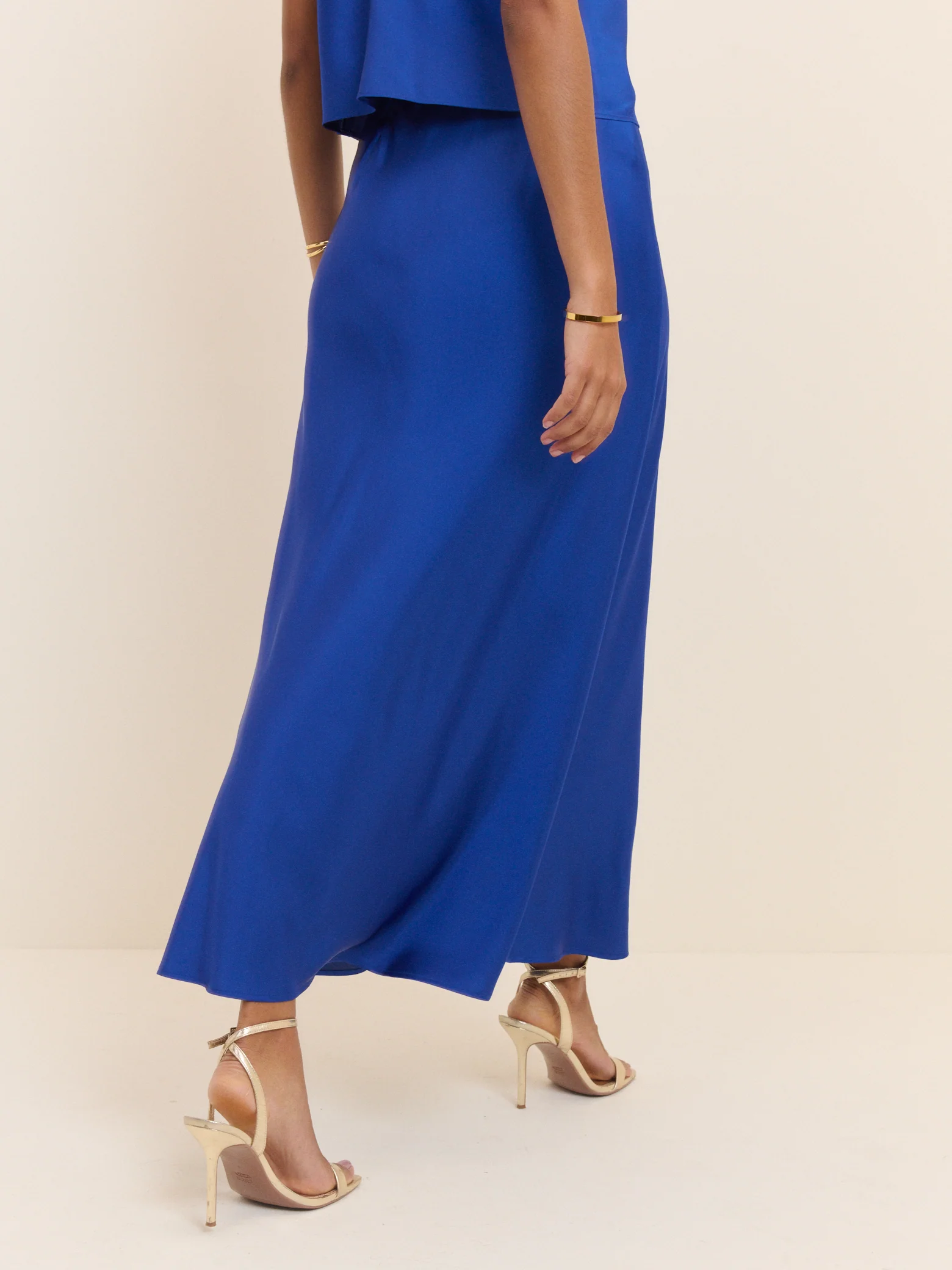 Electric Blue Satin Slip Maxi Skirt - Image 5