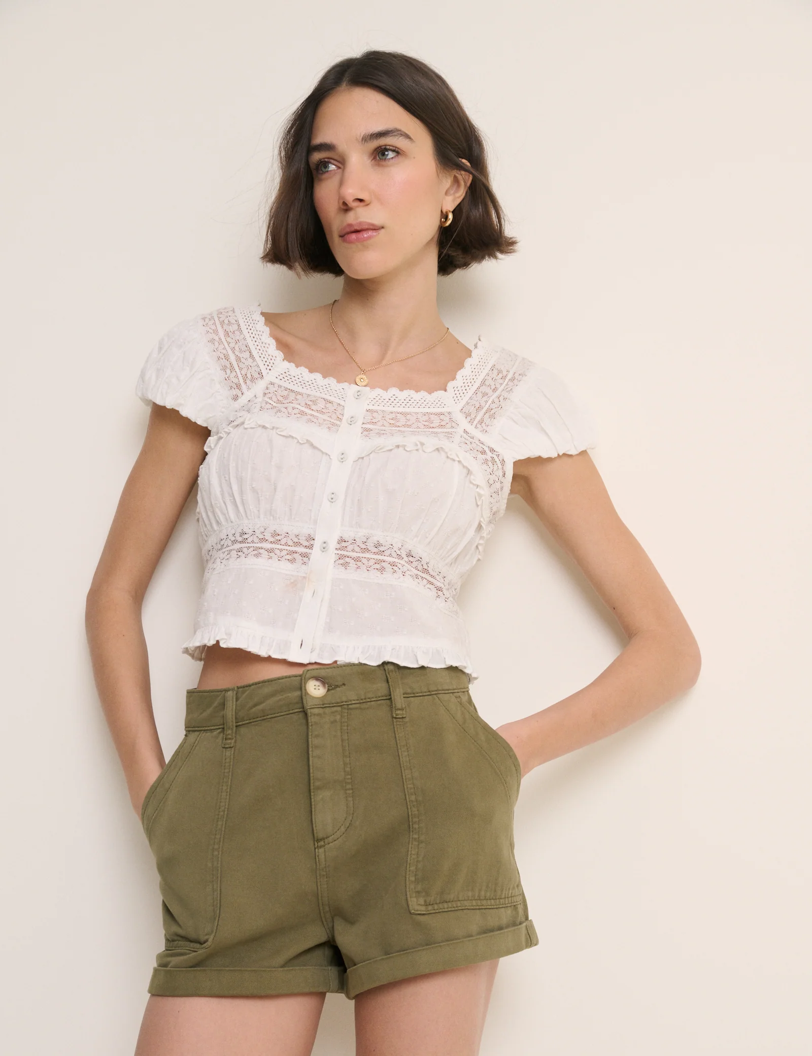 Khaki Utility Pocket Etta Shorts - Image 3