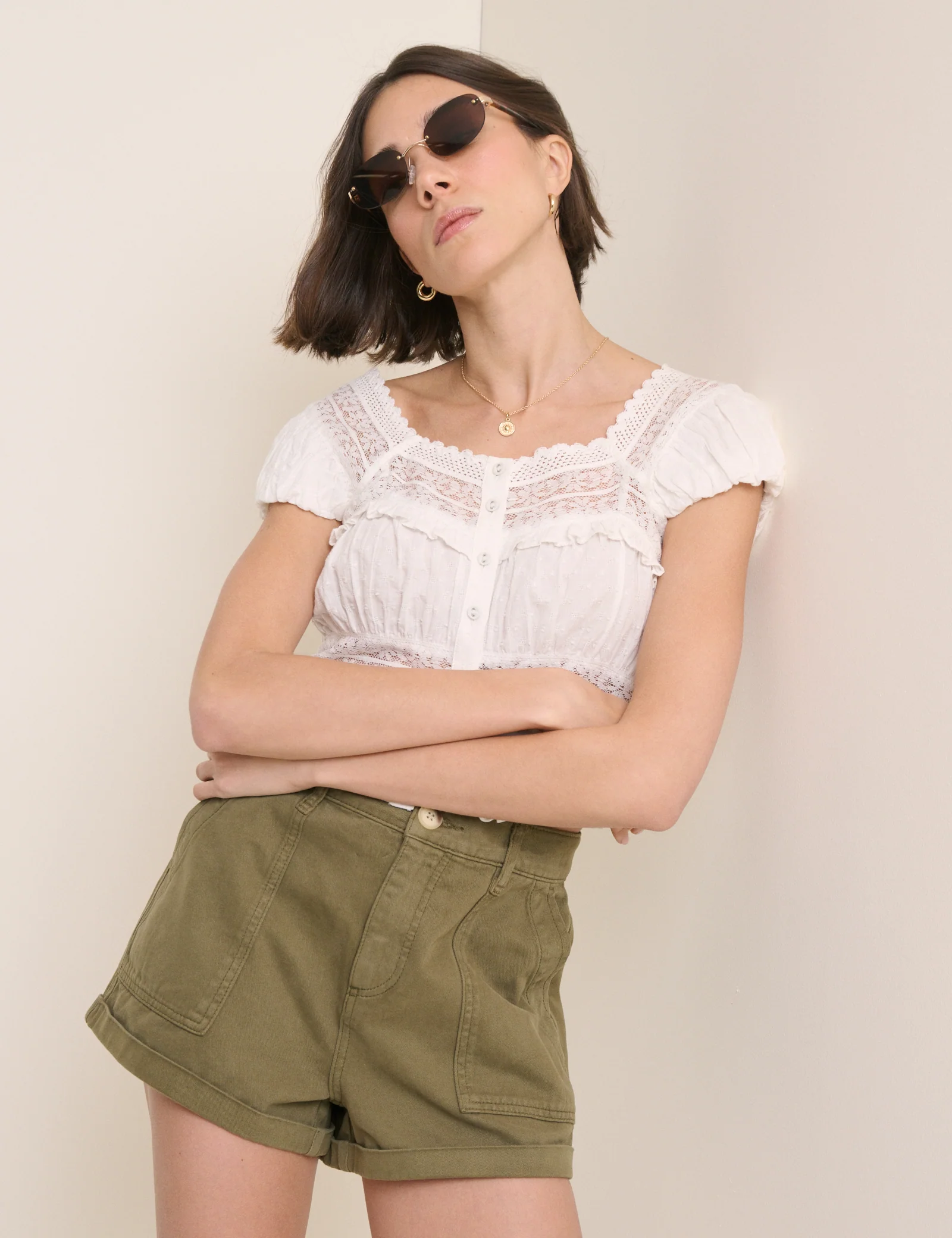 Khaki Utility Pocket Etta Shorts - Image 4