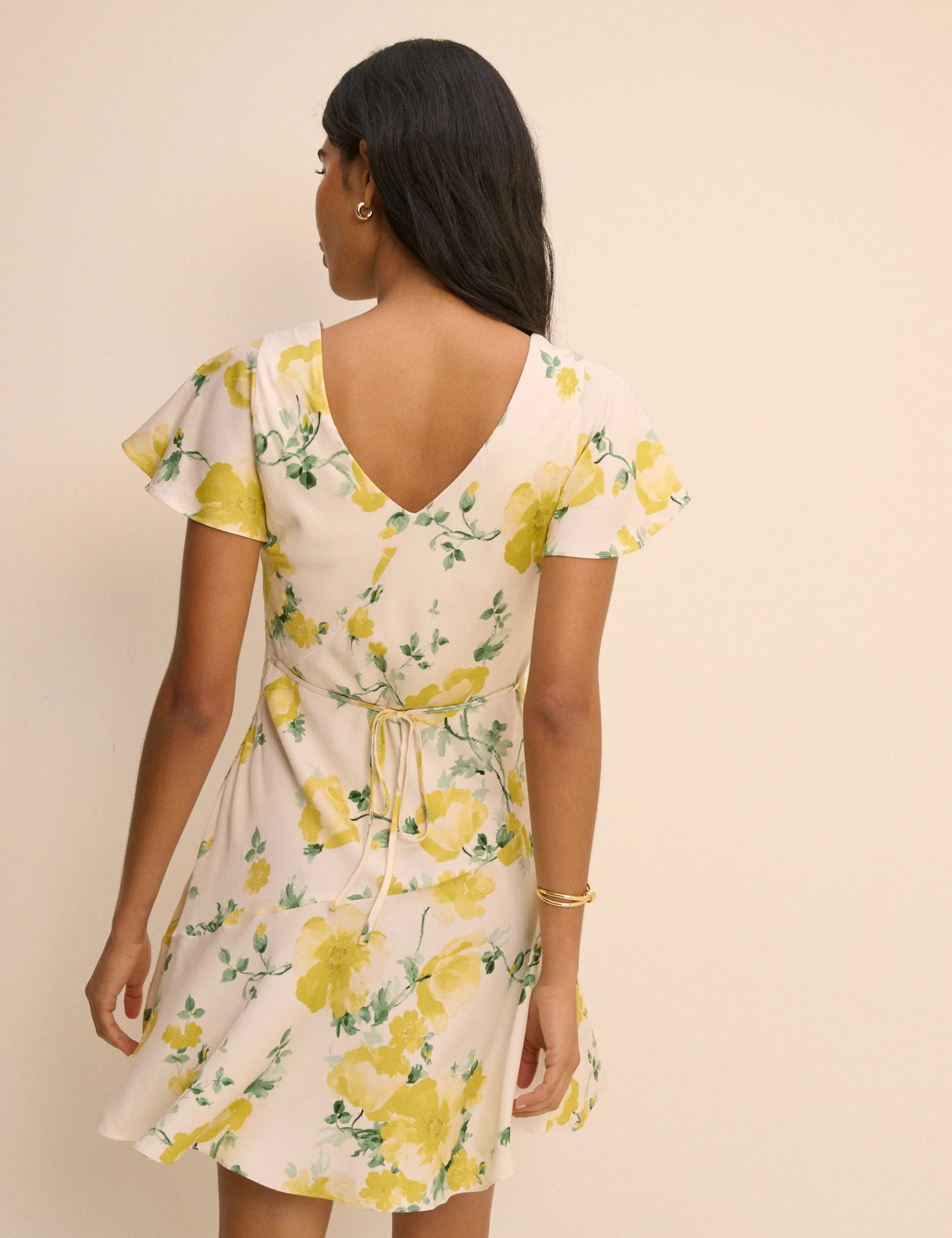 Ivory and Yellow Floral Aimee Mini Dress - Image 5