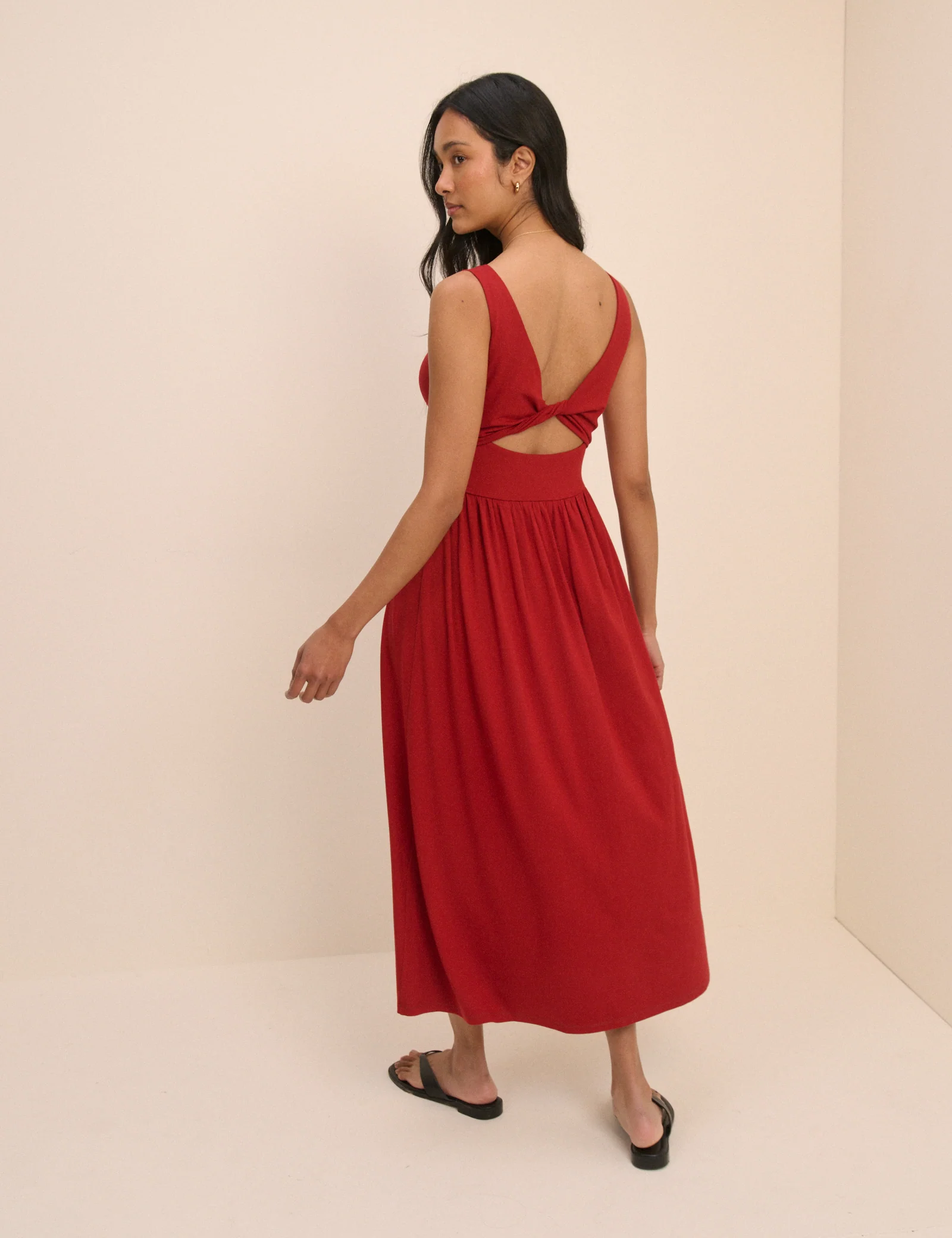 Red Jersey Evelyn Midi Dress