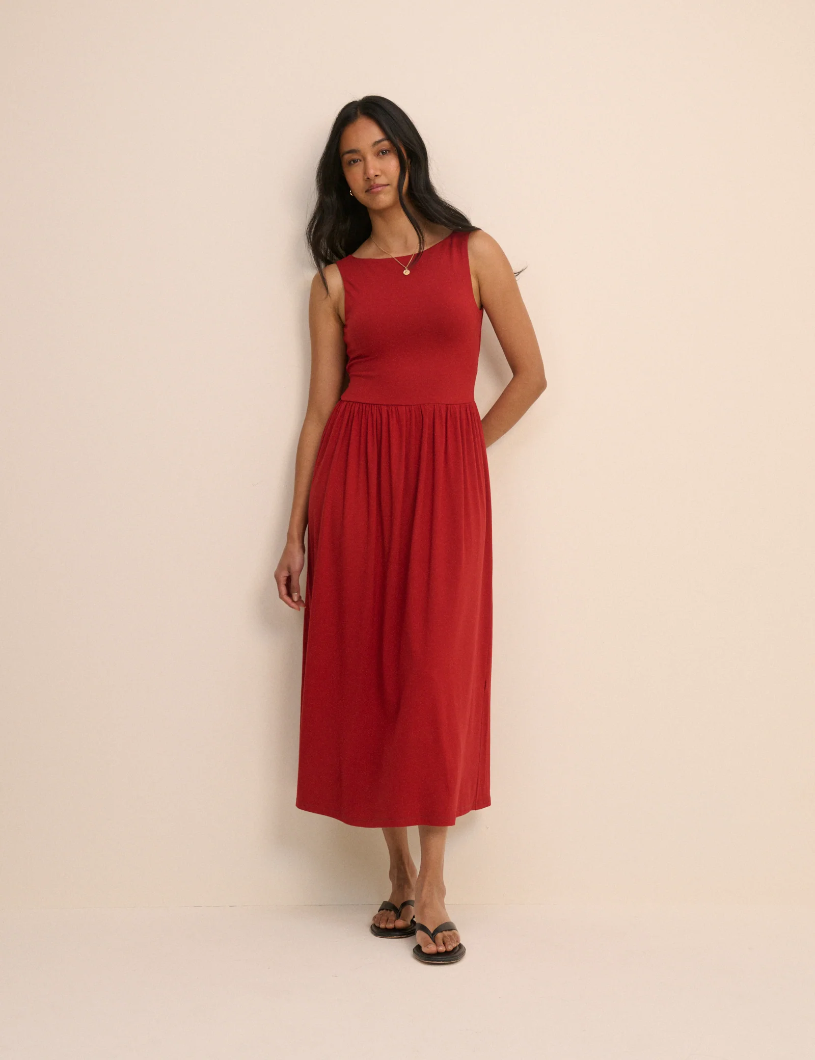 Red Jersey Evelyn Midi Dress - Image 3