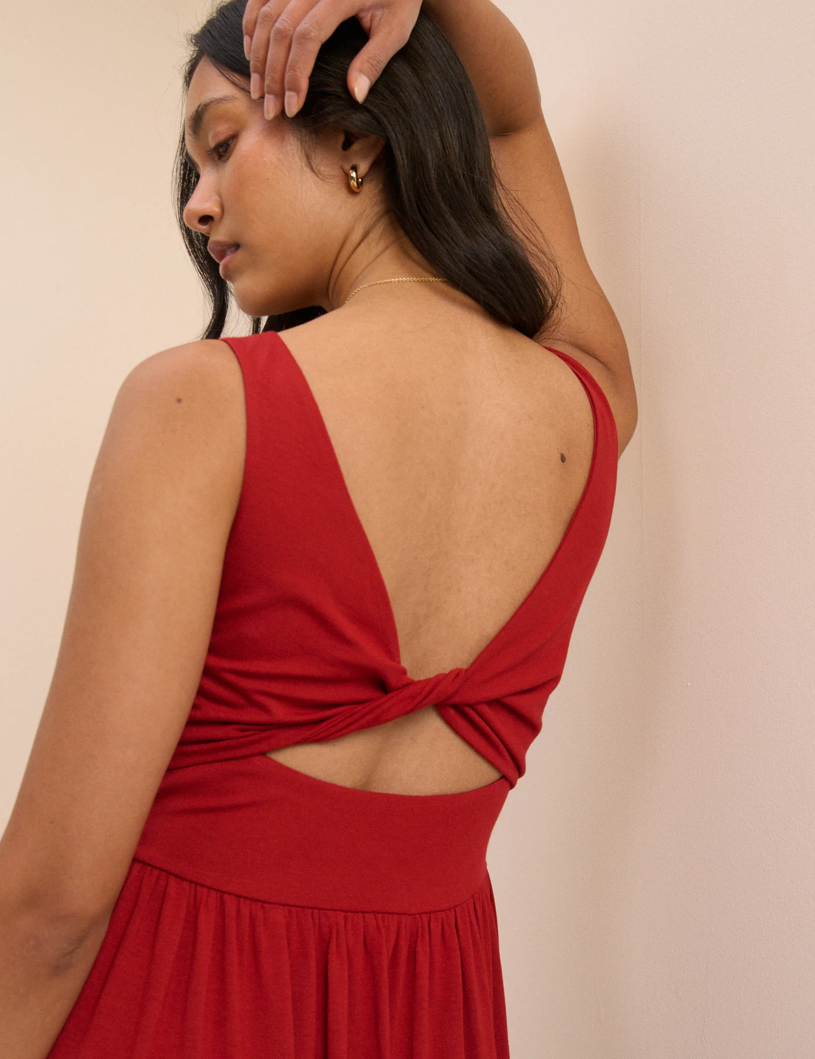 Red Jersey Evelyn Midi Dress - Image 4