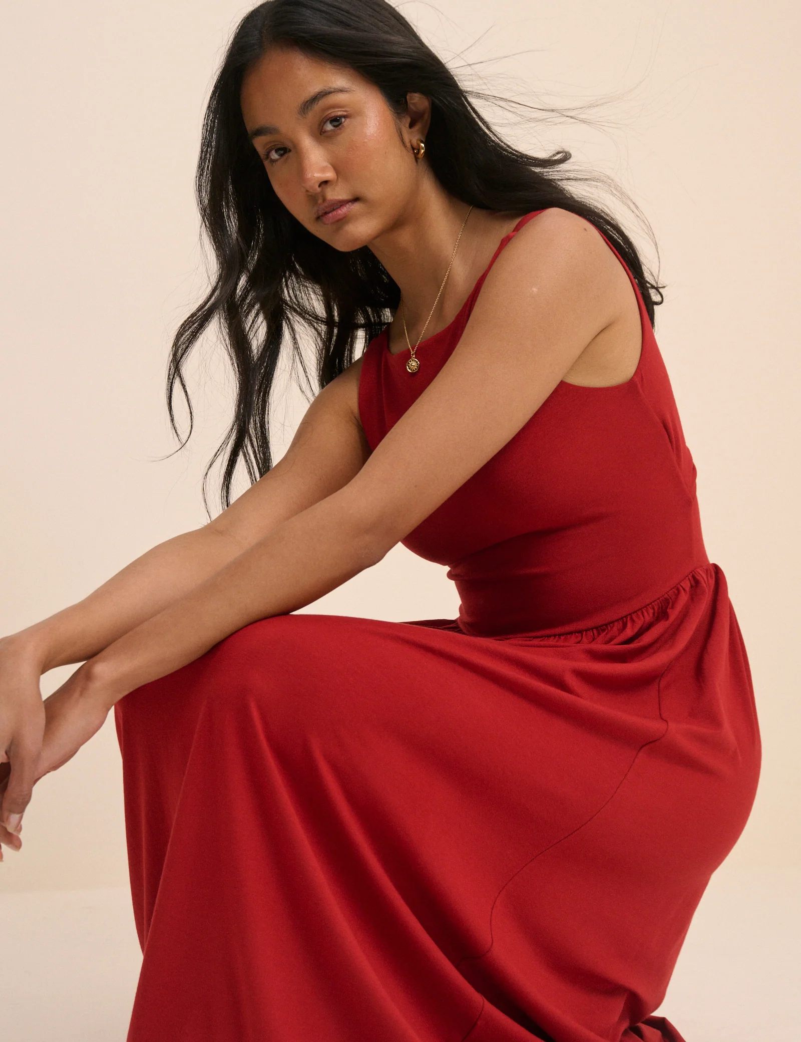 Red Jersey Evelyn Midi Dress - Image 5