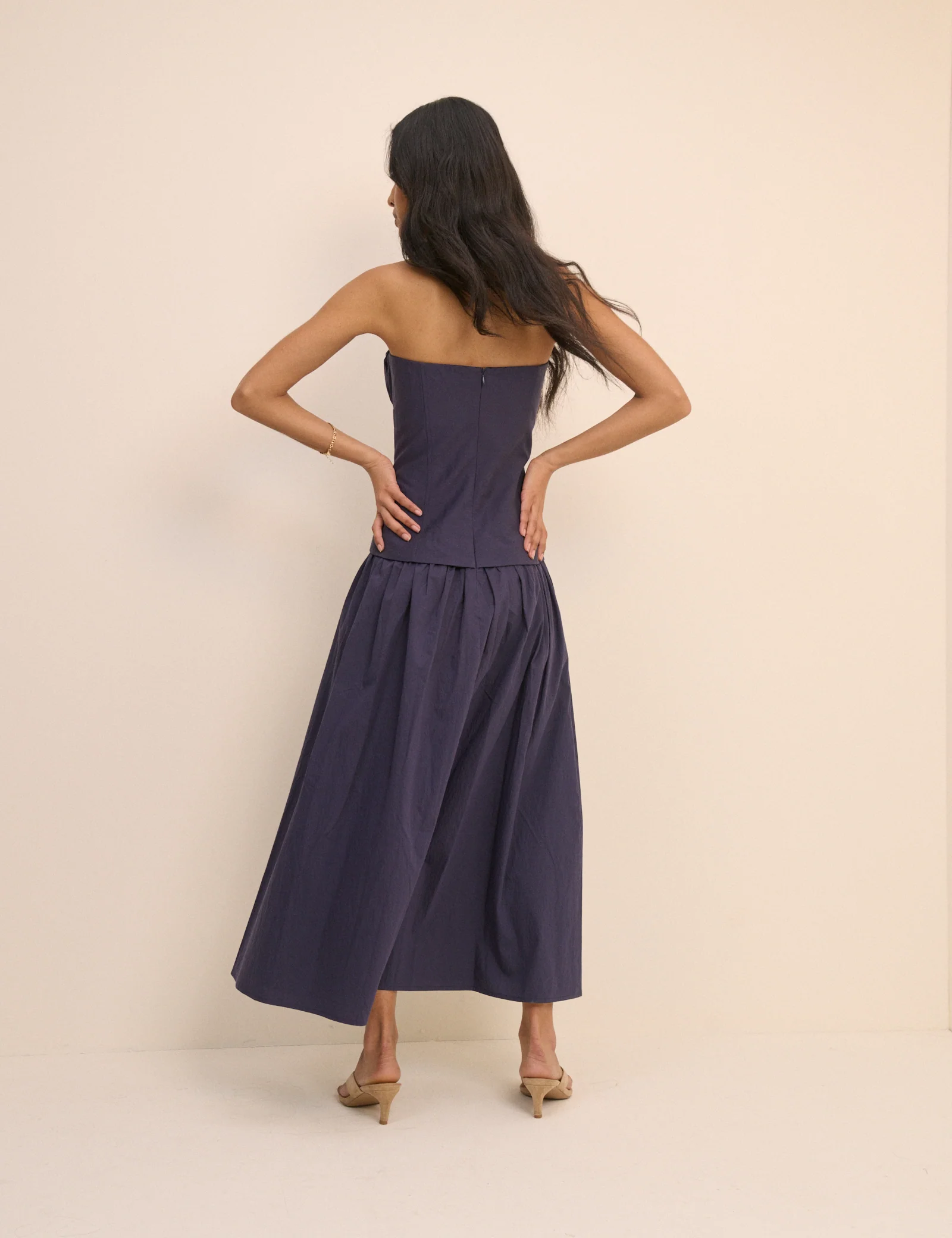 Navy Bandeau Drop Waist Fawna Maxi Dress - Image 4