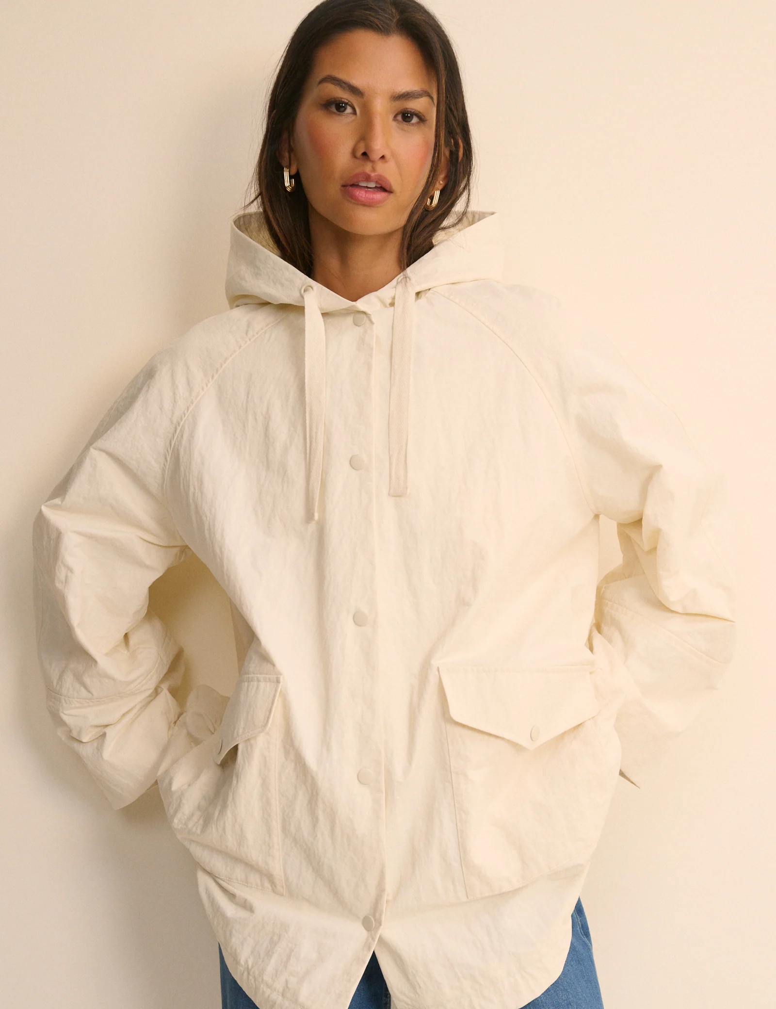 Cream Hooded Parka Jacket - Image 3