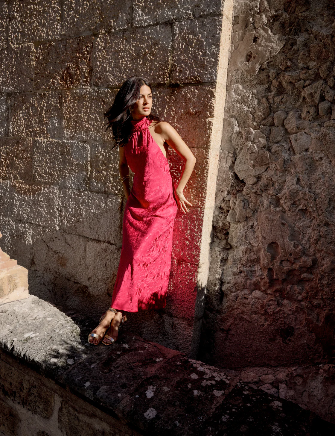 Pink Floral Jacquard Fifi Maxi Dress - Image 3