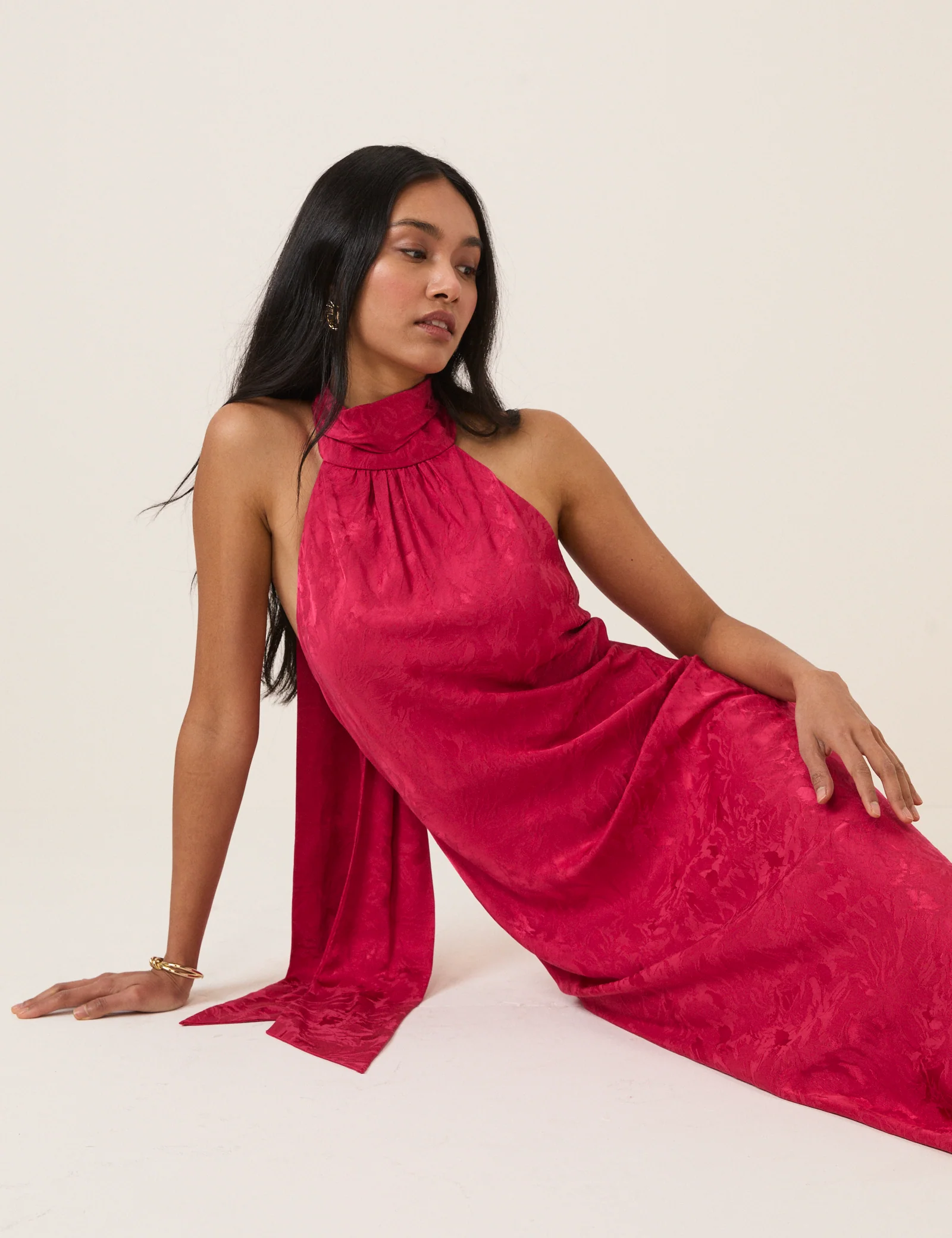Pink Floral Jacquard Fifi Maxi Dress - Image 5