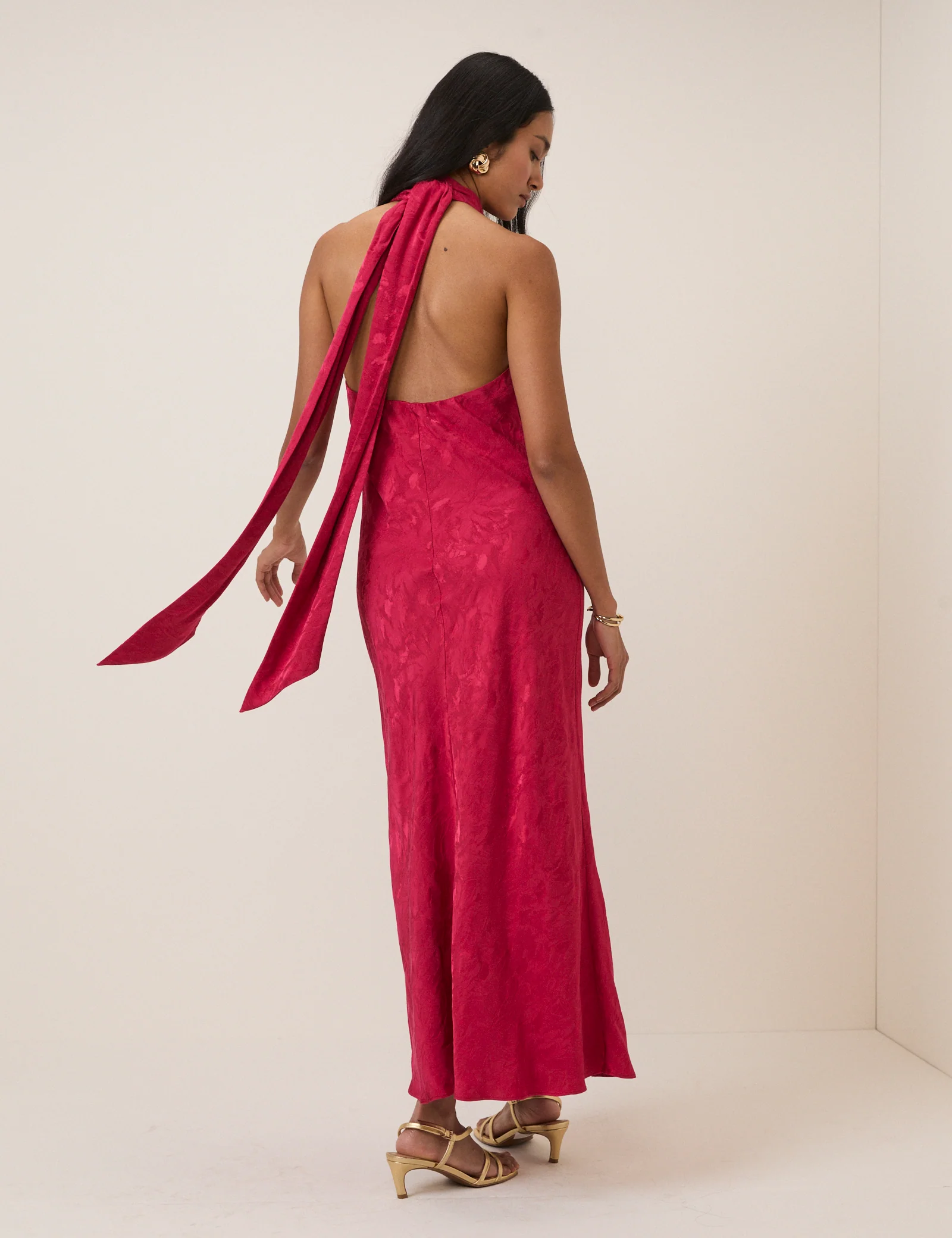 Pink Floral Jacquard Fifi Maxi Dress - Image 6