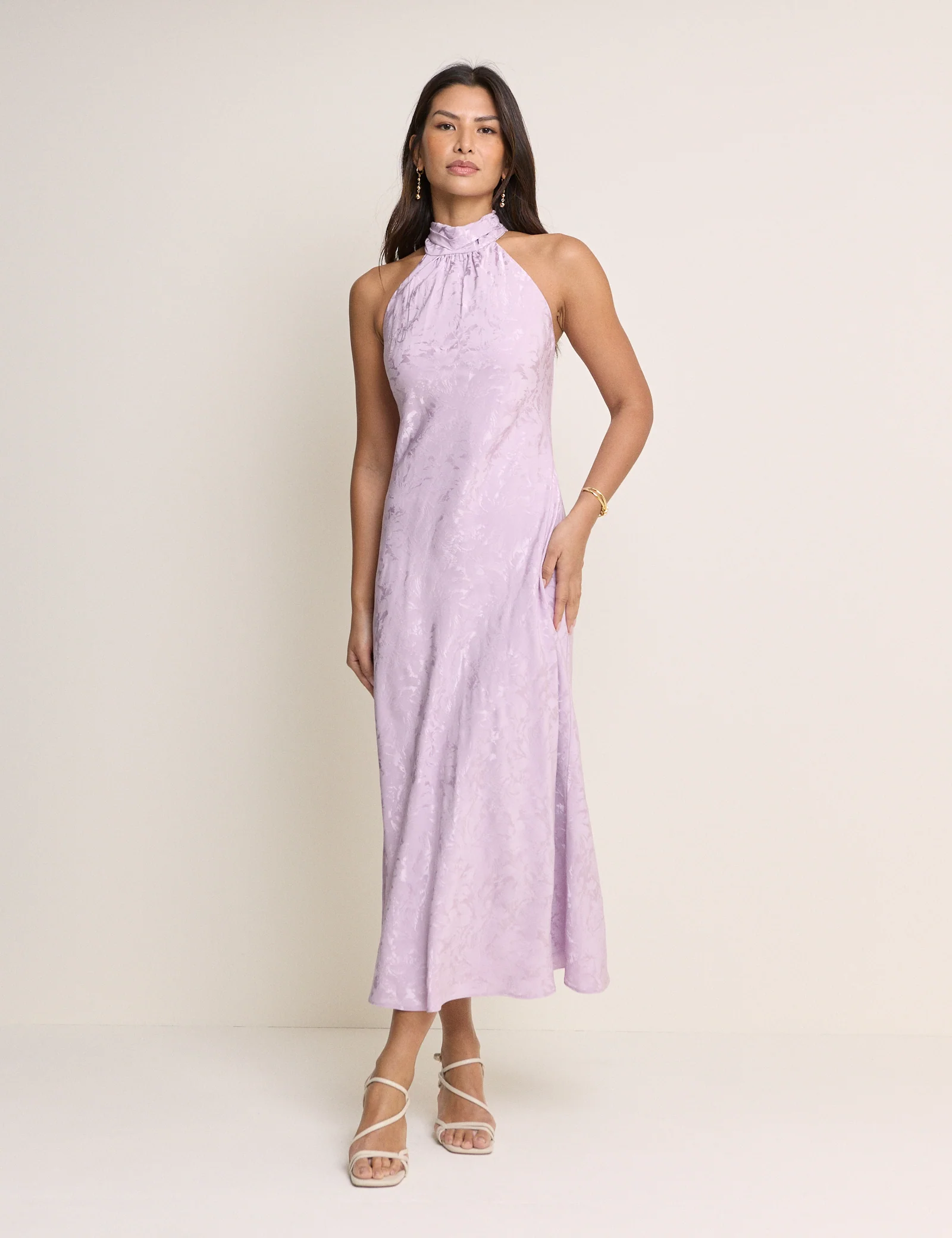 Lilac Floral Jacquard Fifi Maxi Dress