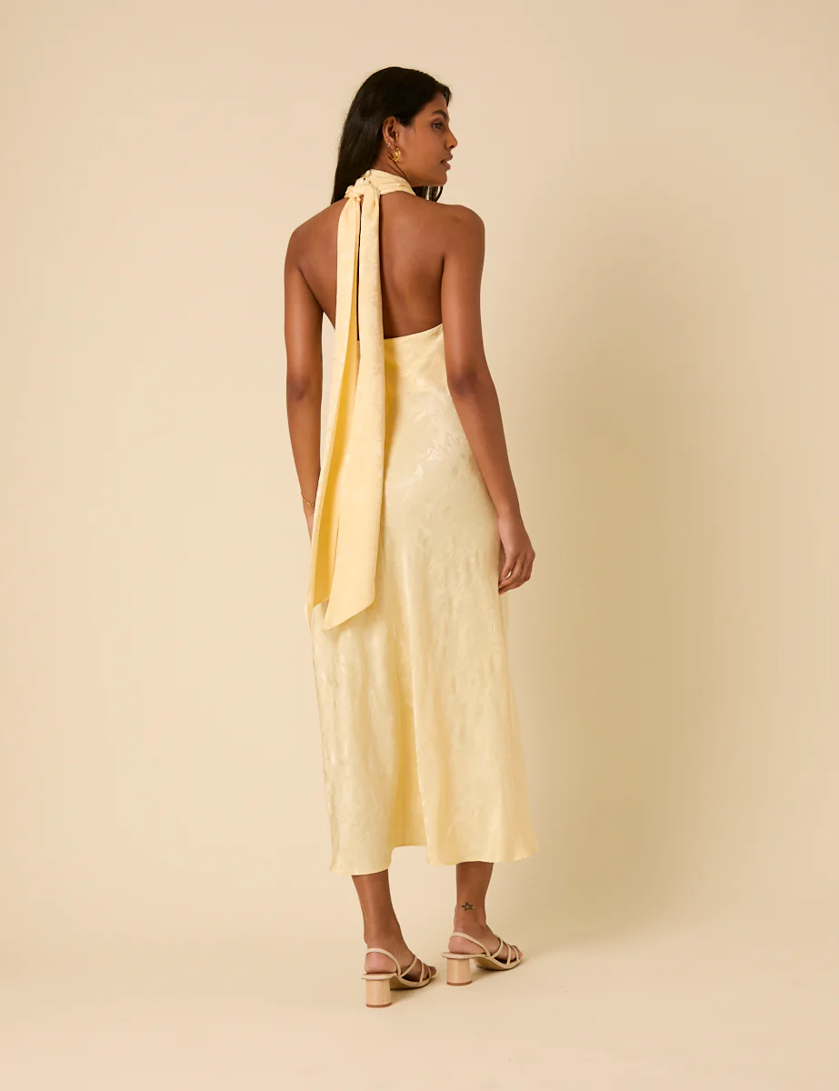 Butter Yellow Floral Jacquard Fifi Maxi Dress - Image 3
