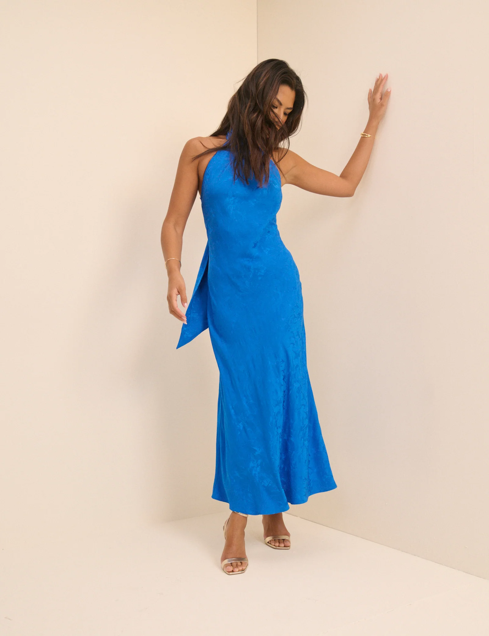 Cobalt Blue Jacquard Fifi Maxi Dress - Image 3