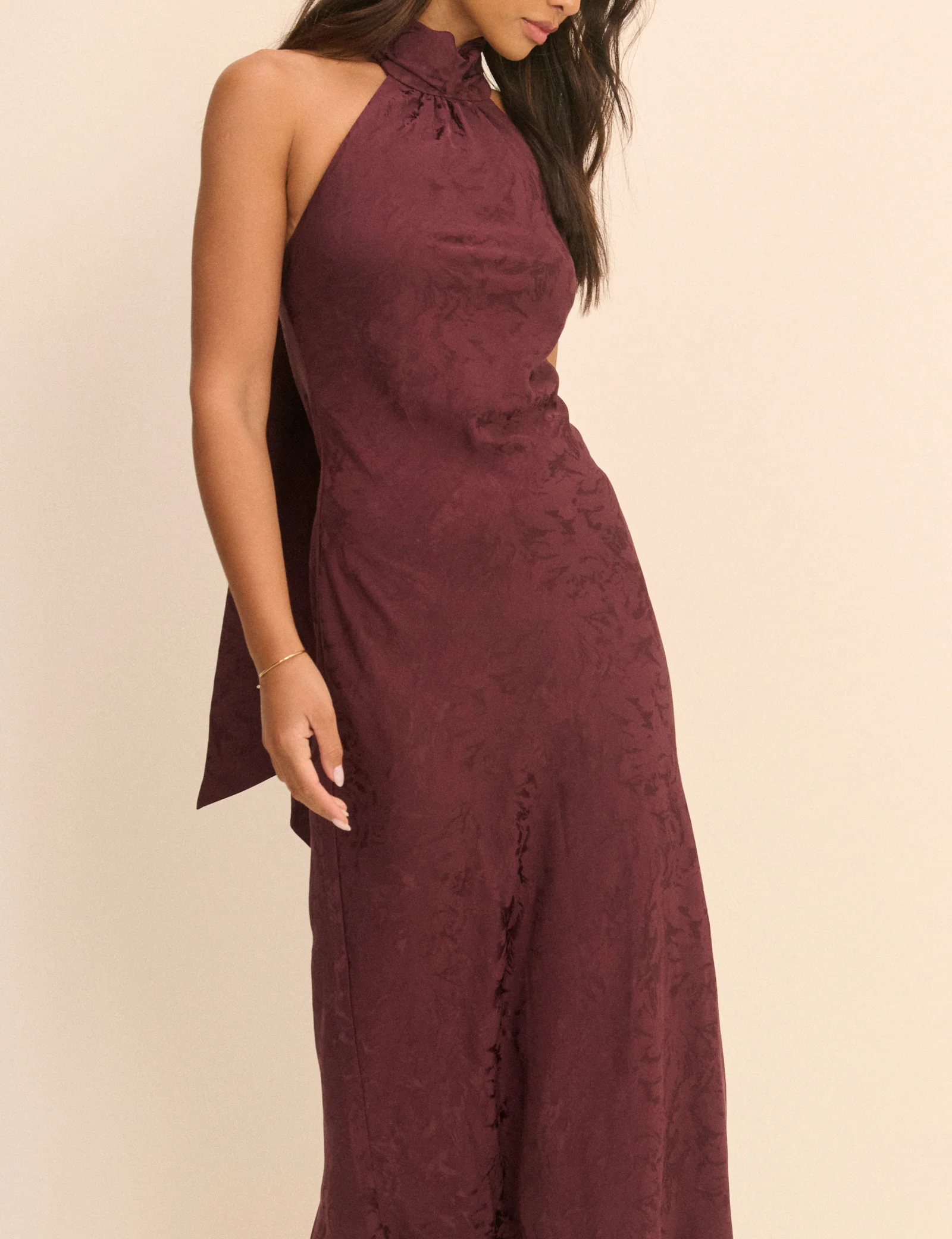 Plum Floral Jacquard Fifi Maxi Dress - Image 3