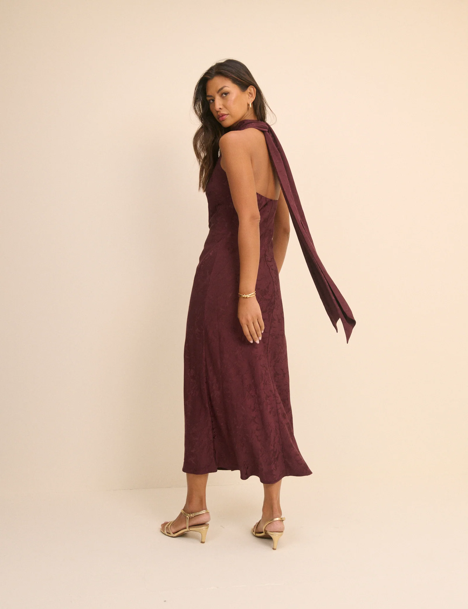 Plum Floral Jacquard Fifi Maxi Dress - Image 5